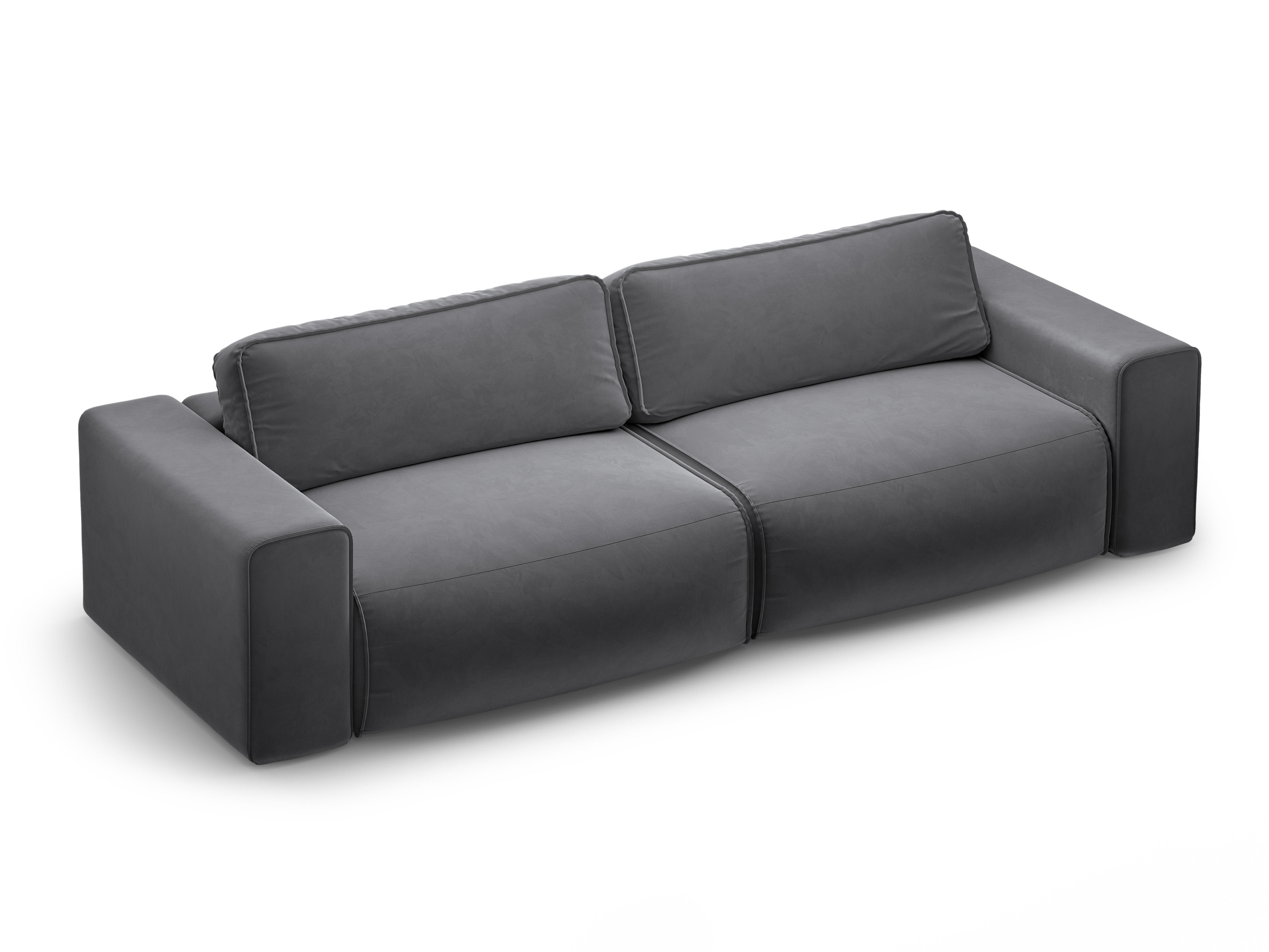 Velvet 3-seater sofa with sleeping function VICTOR gray