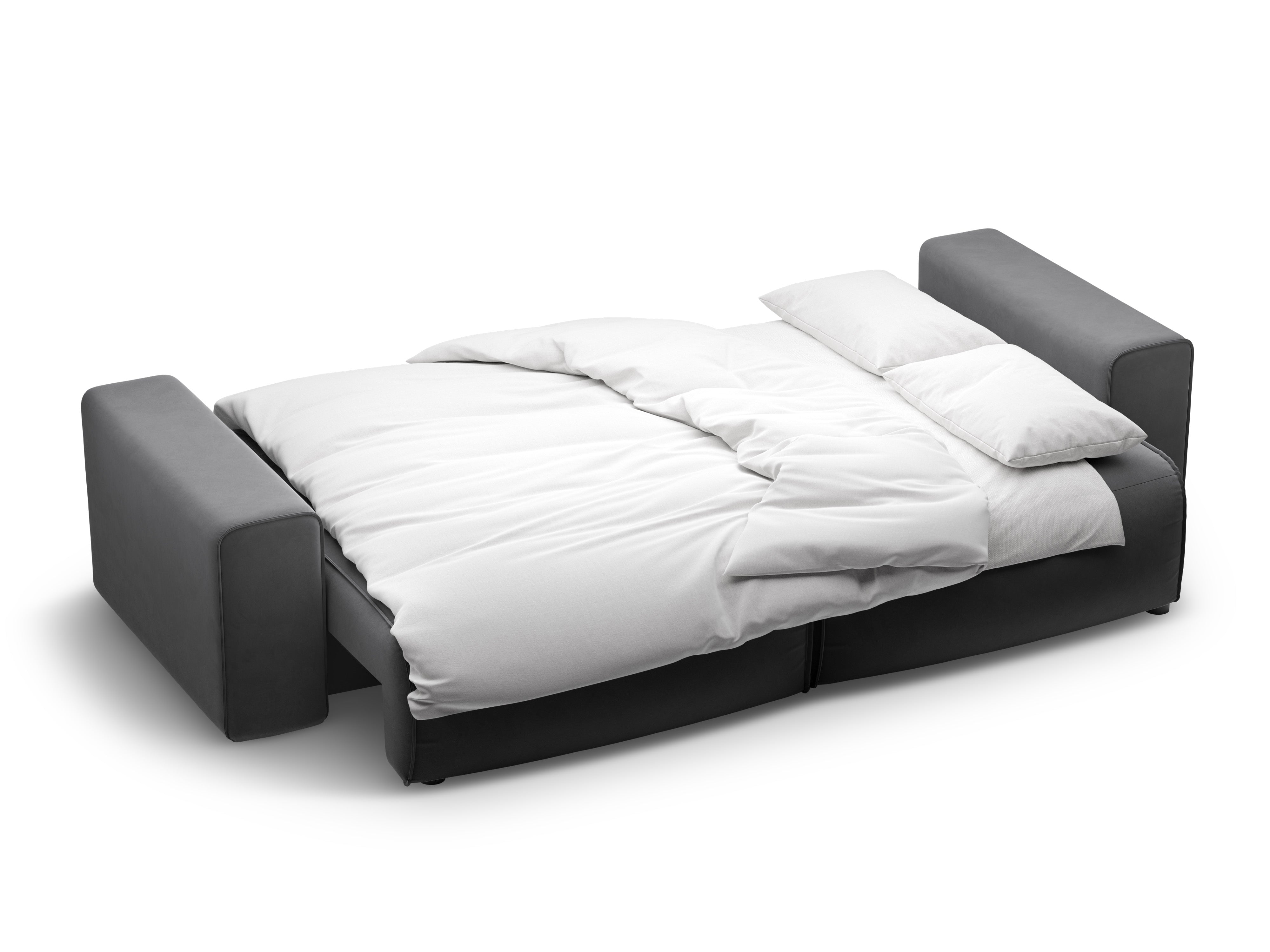 Sedačka zamatová 3-miestna s funkciou spania VICTOR šedá