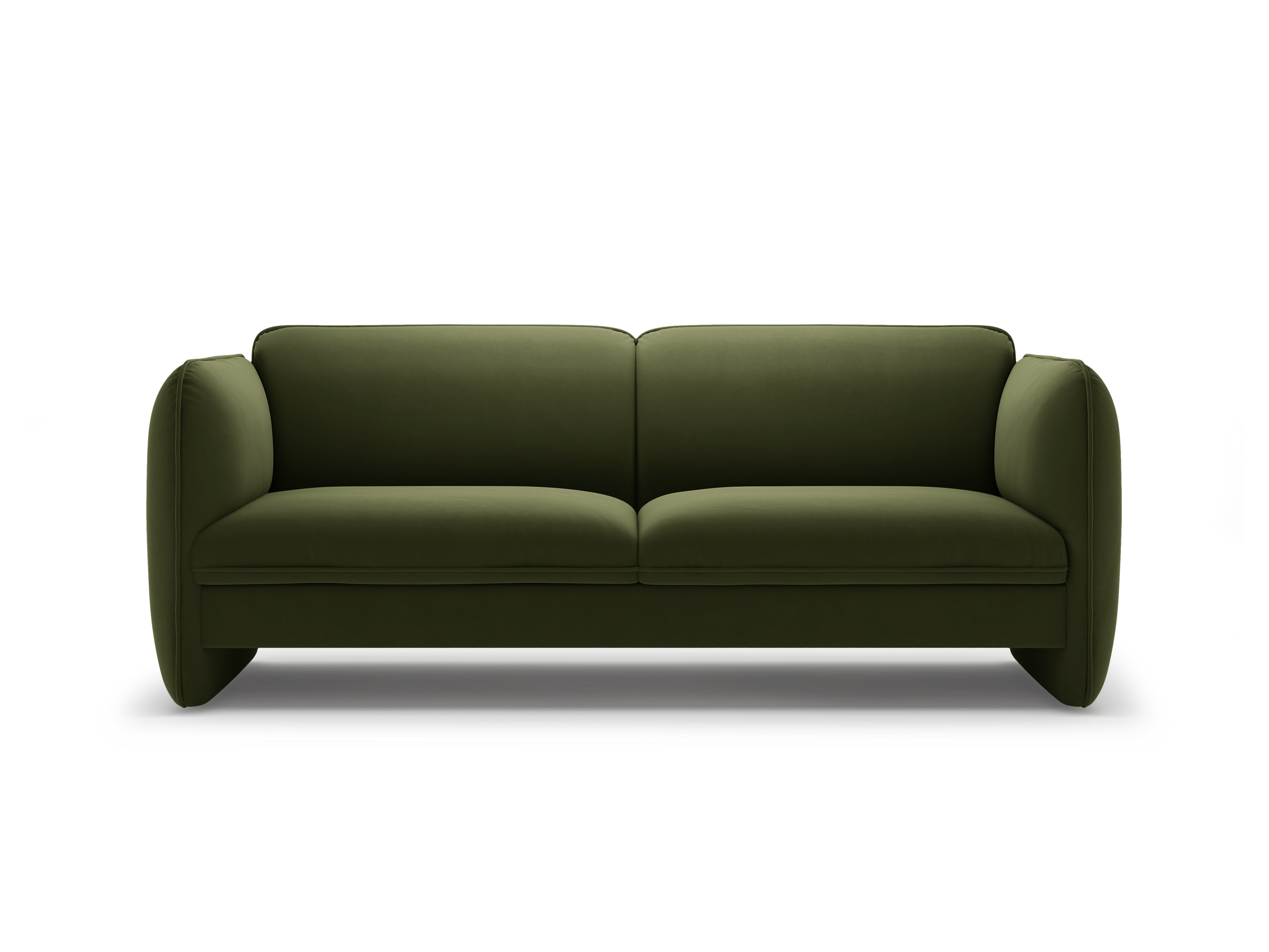 Sofa 3-osobová z aksamitného materiálu GEORGIA v vojenskej zelenej farbe