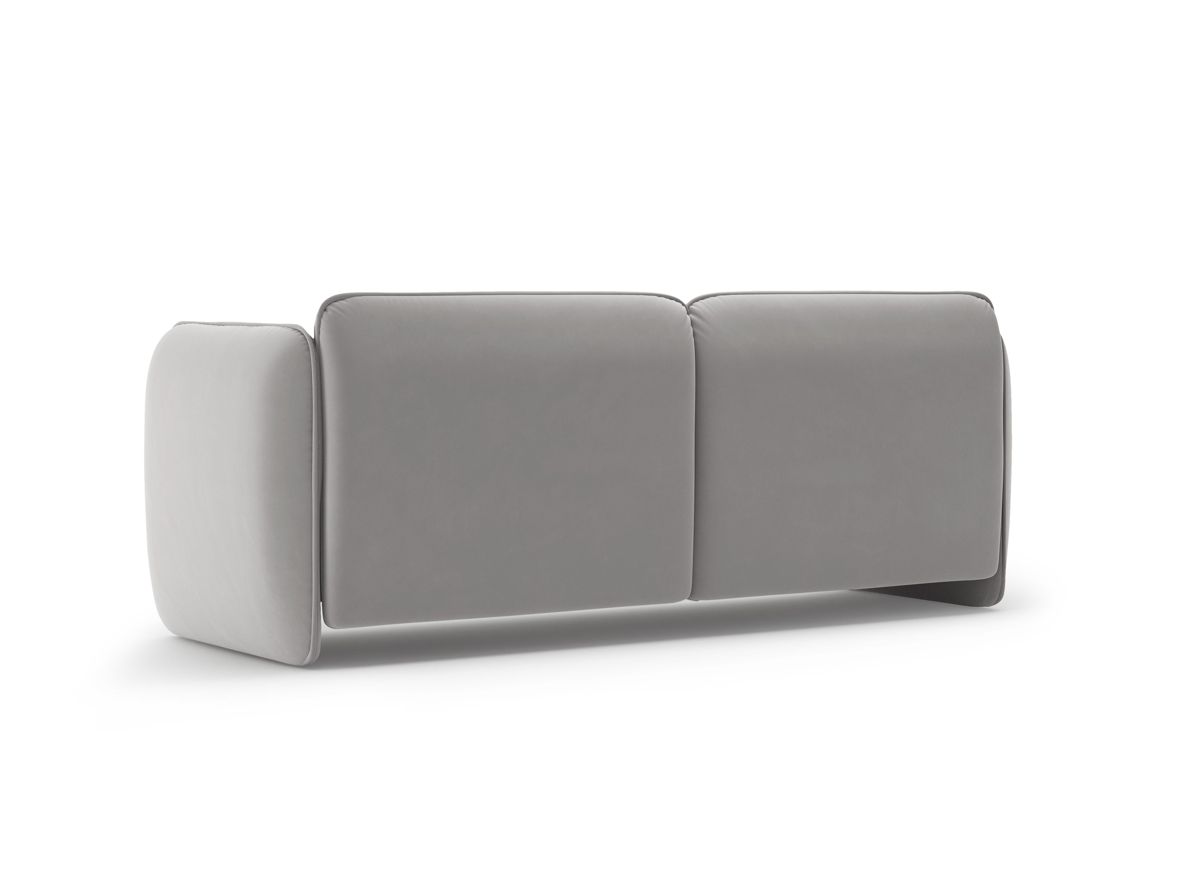 Sofa pre 3 osoby z jemného zamatového materiálu GEORGIA v svetlosivej farbe.