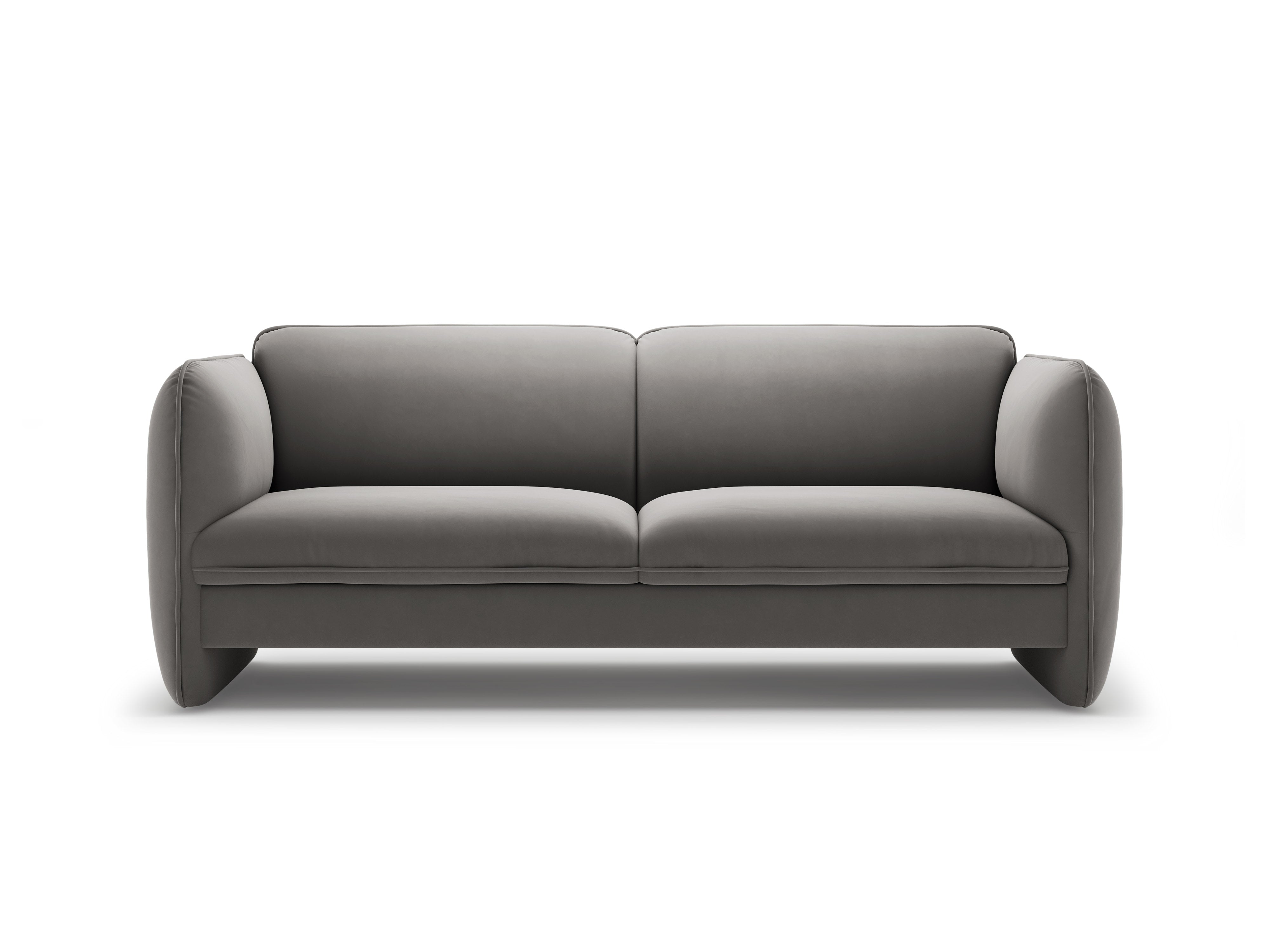 Sofa pre 3 osoby z jemného zamatového materiálu GEORGIA v šedej farbe.