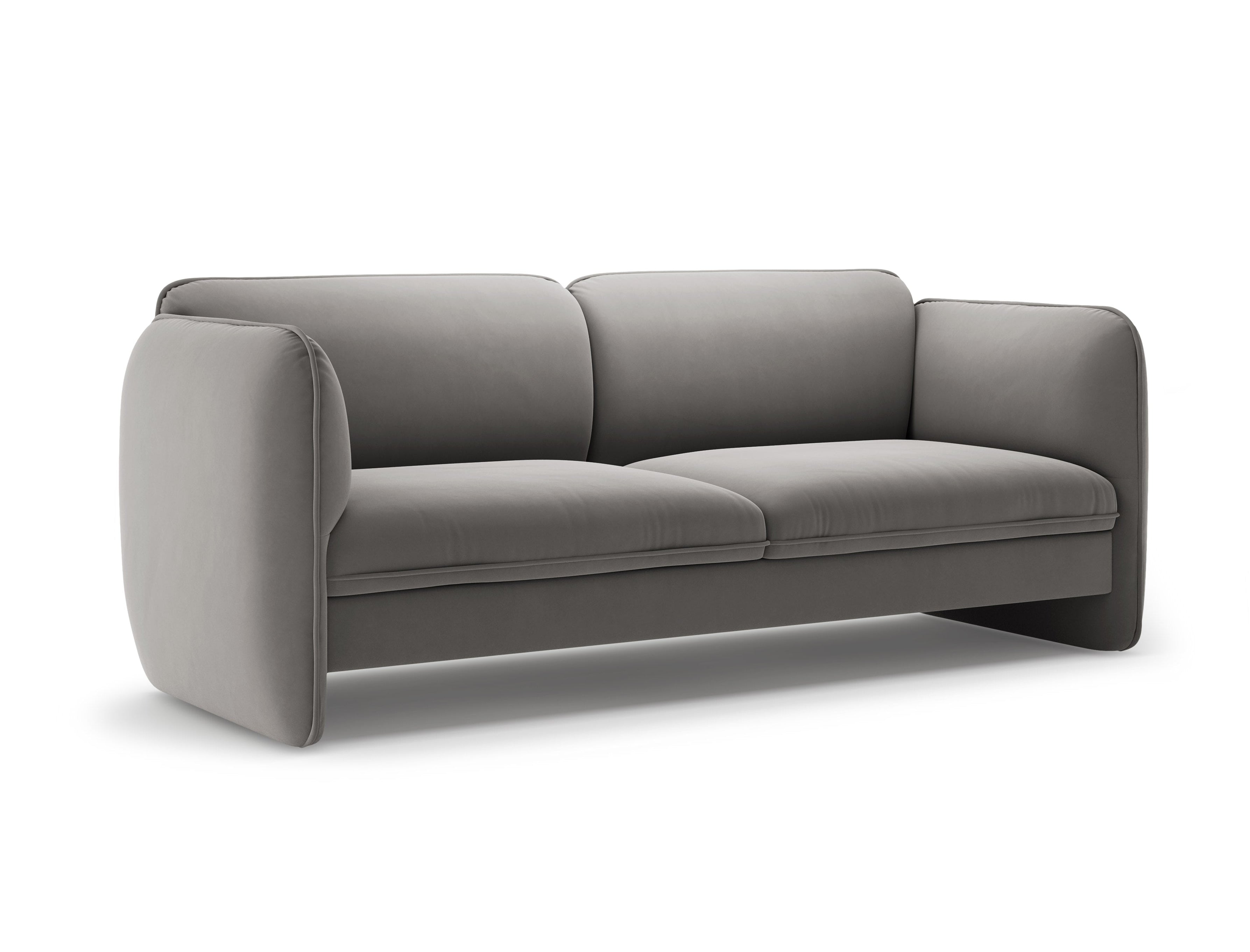 Sofa pre 3 osoby z jemného zamatového materiálu GEORGIA v šedej farbe.