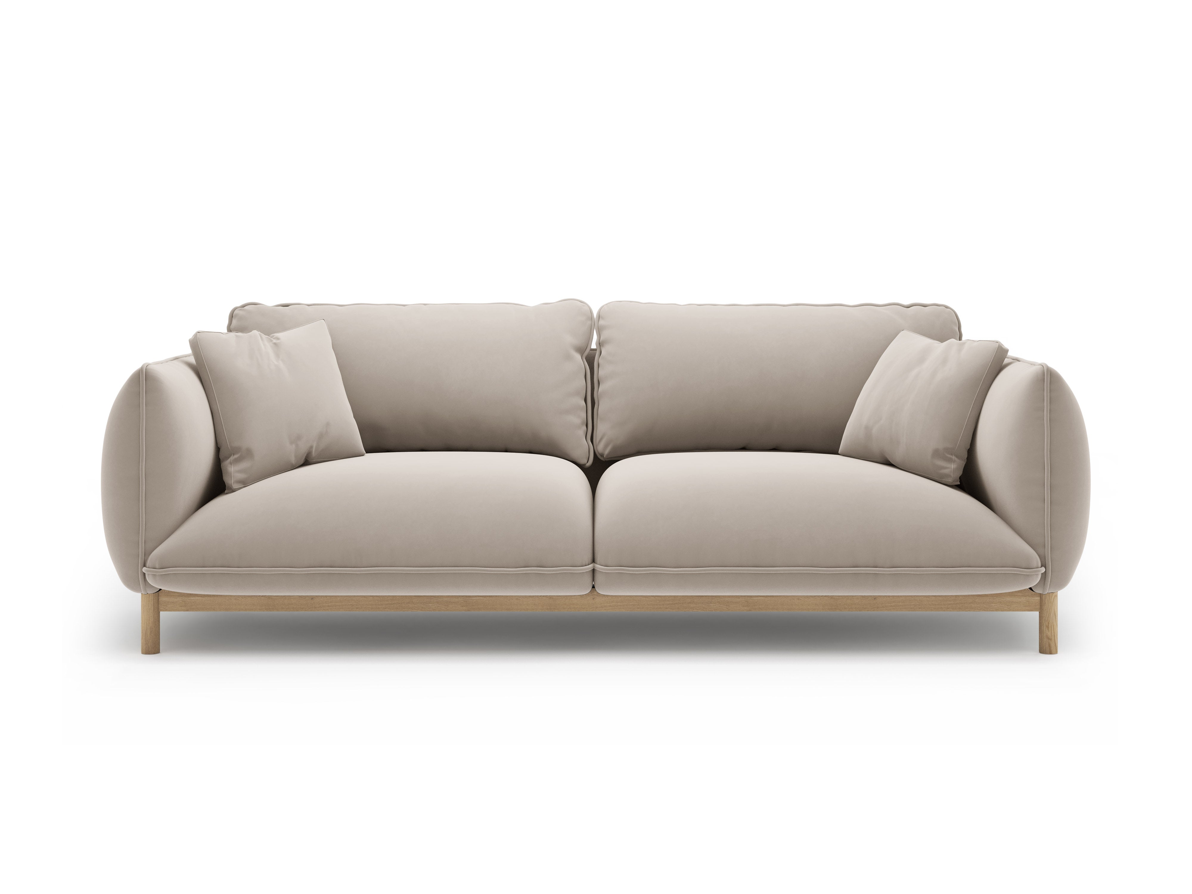 ADA Light Beige Velvet 3-Seater Sofa