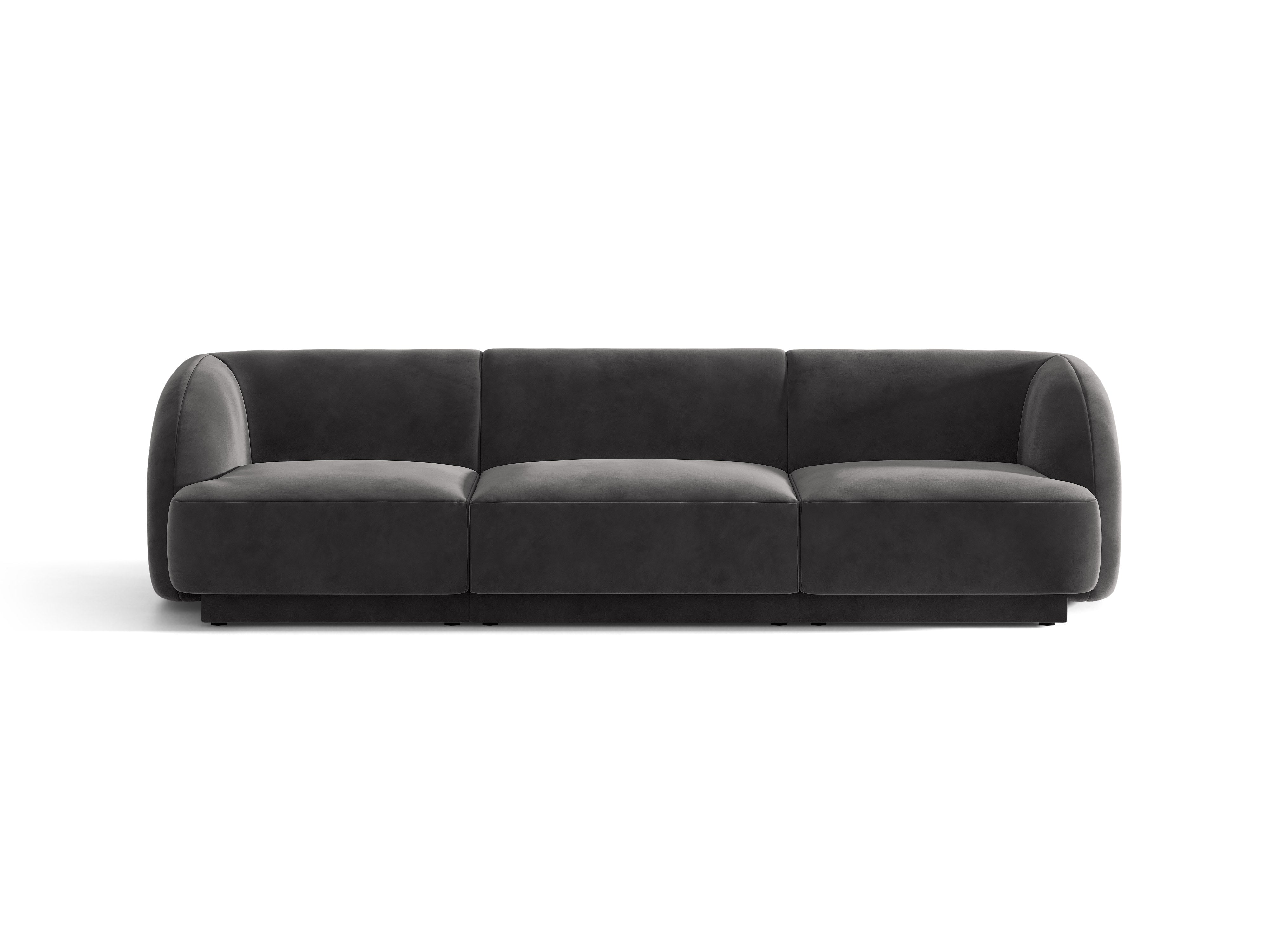 Sofa z jemného velúru 3-miestna MILEY tmavosivá