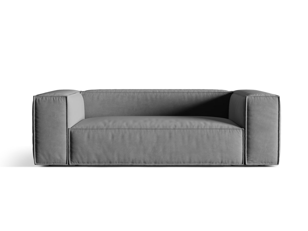 Sofa aksamitna 3-osobowa NURIA szary – Micadoni