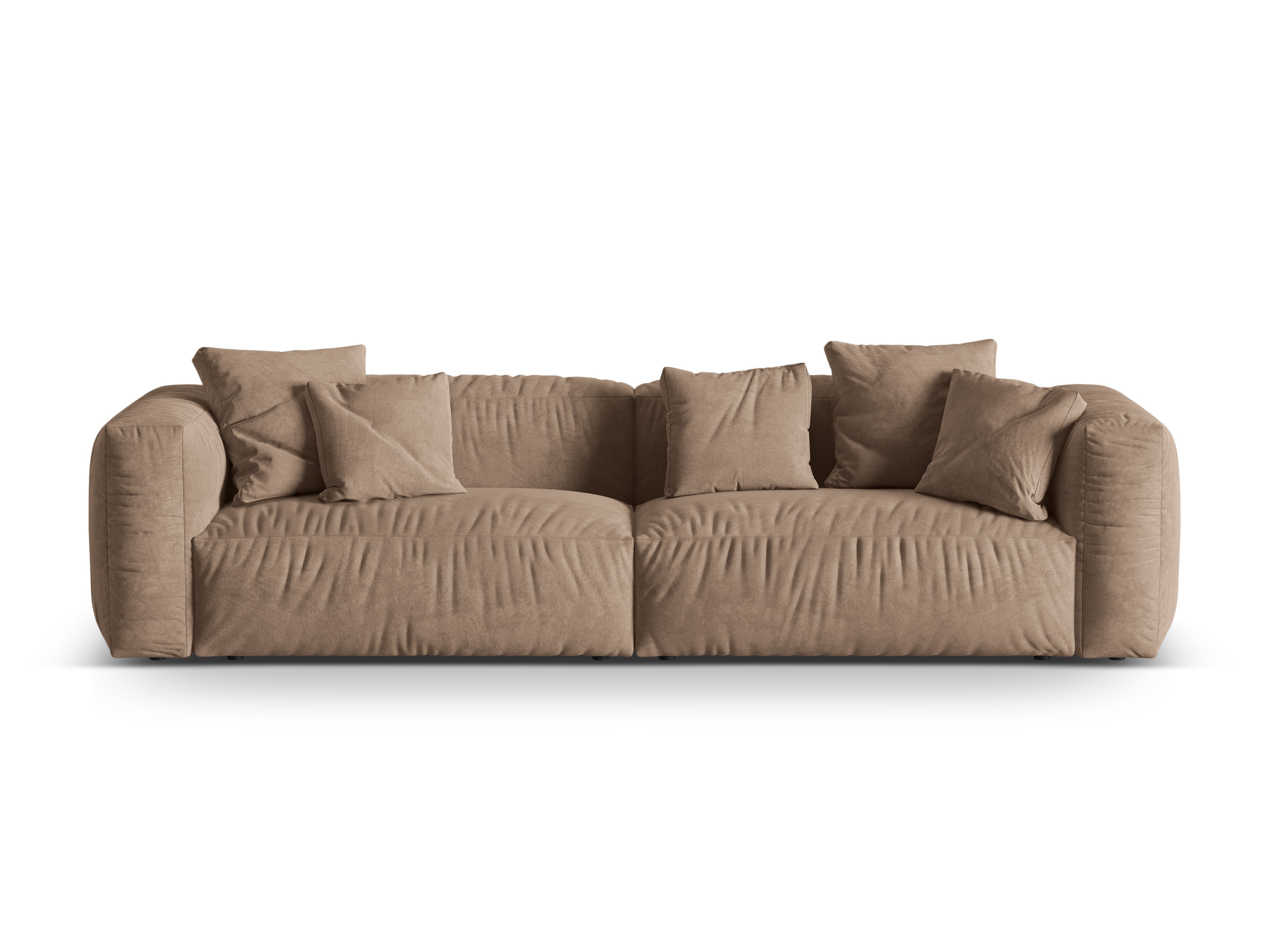 Velvet sofa 4-seater dark beige