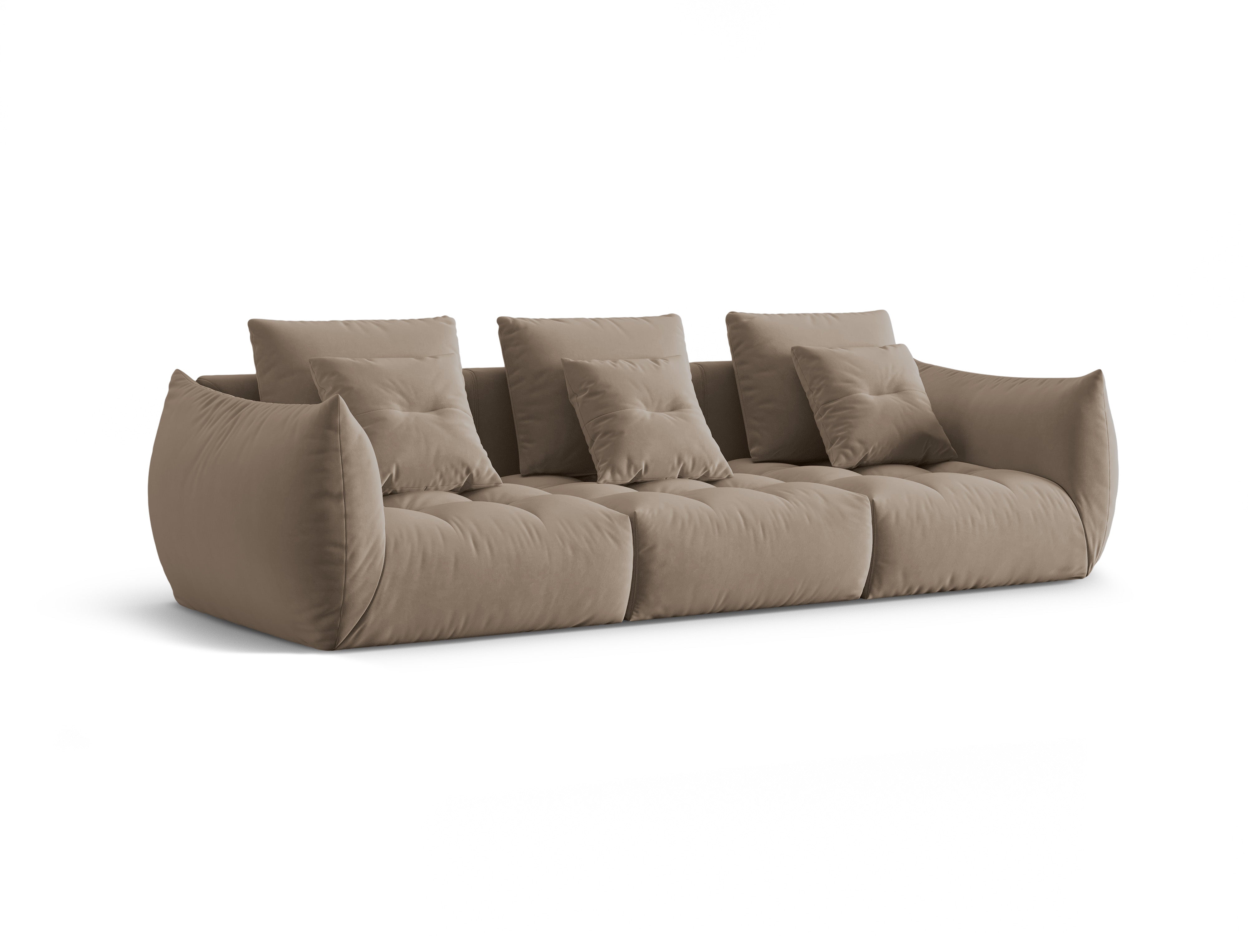 Velvet sofa 4-seater Bloom light brown