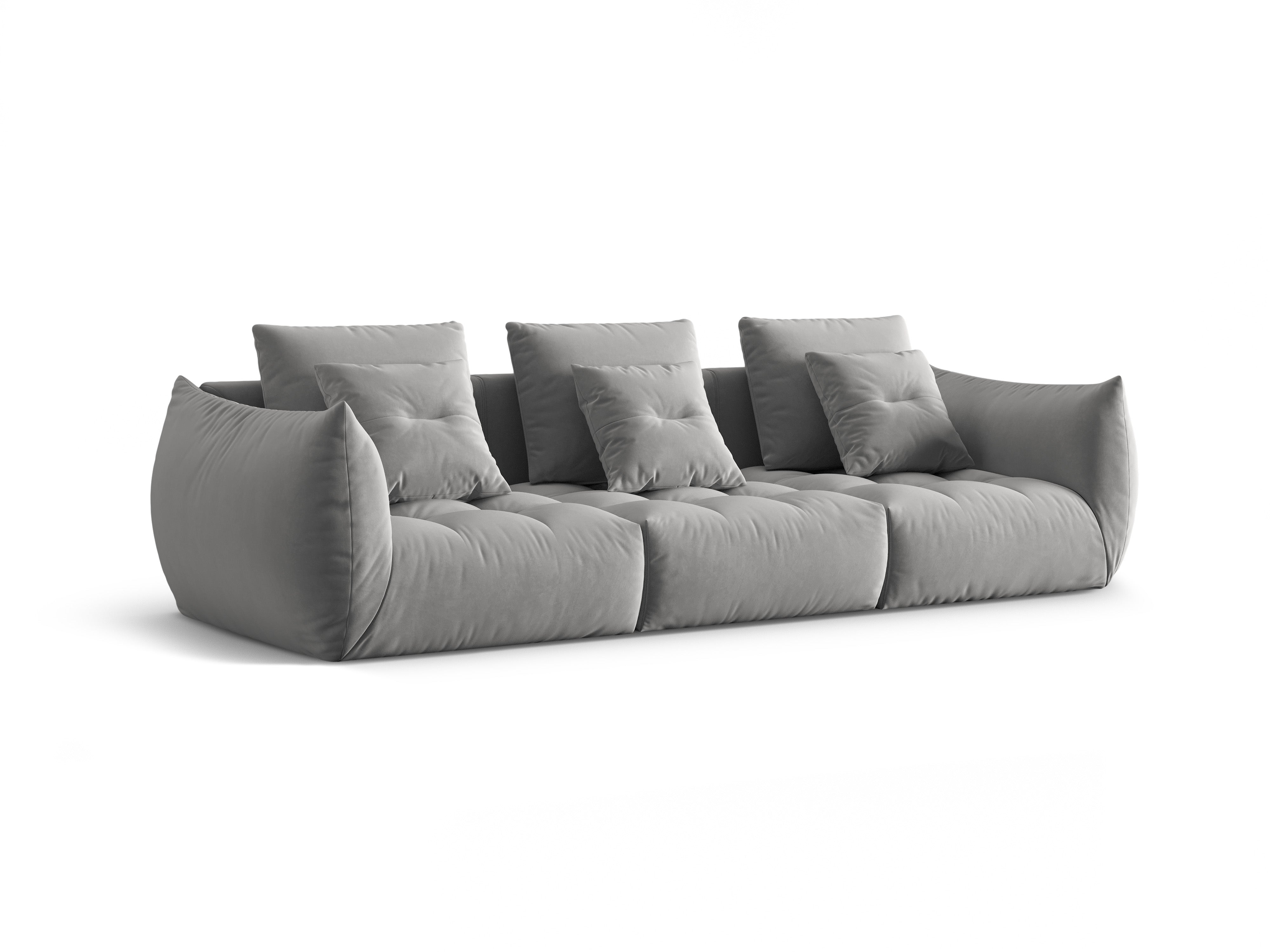 Velvet sofa 4-seater Bloom gray