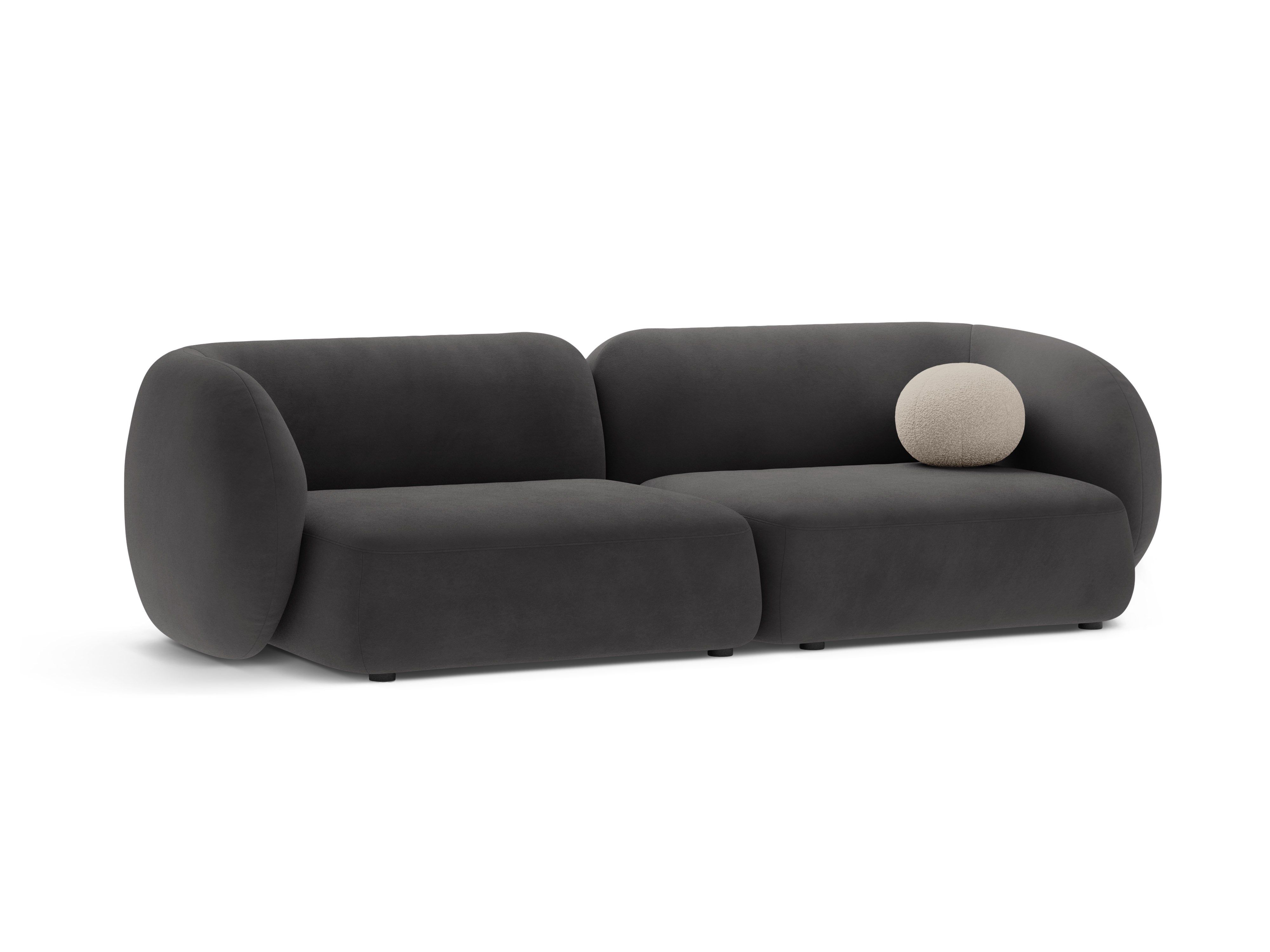 Sofa pre 4 osoby z jemného zamatového materiálu KATE tmavosivá