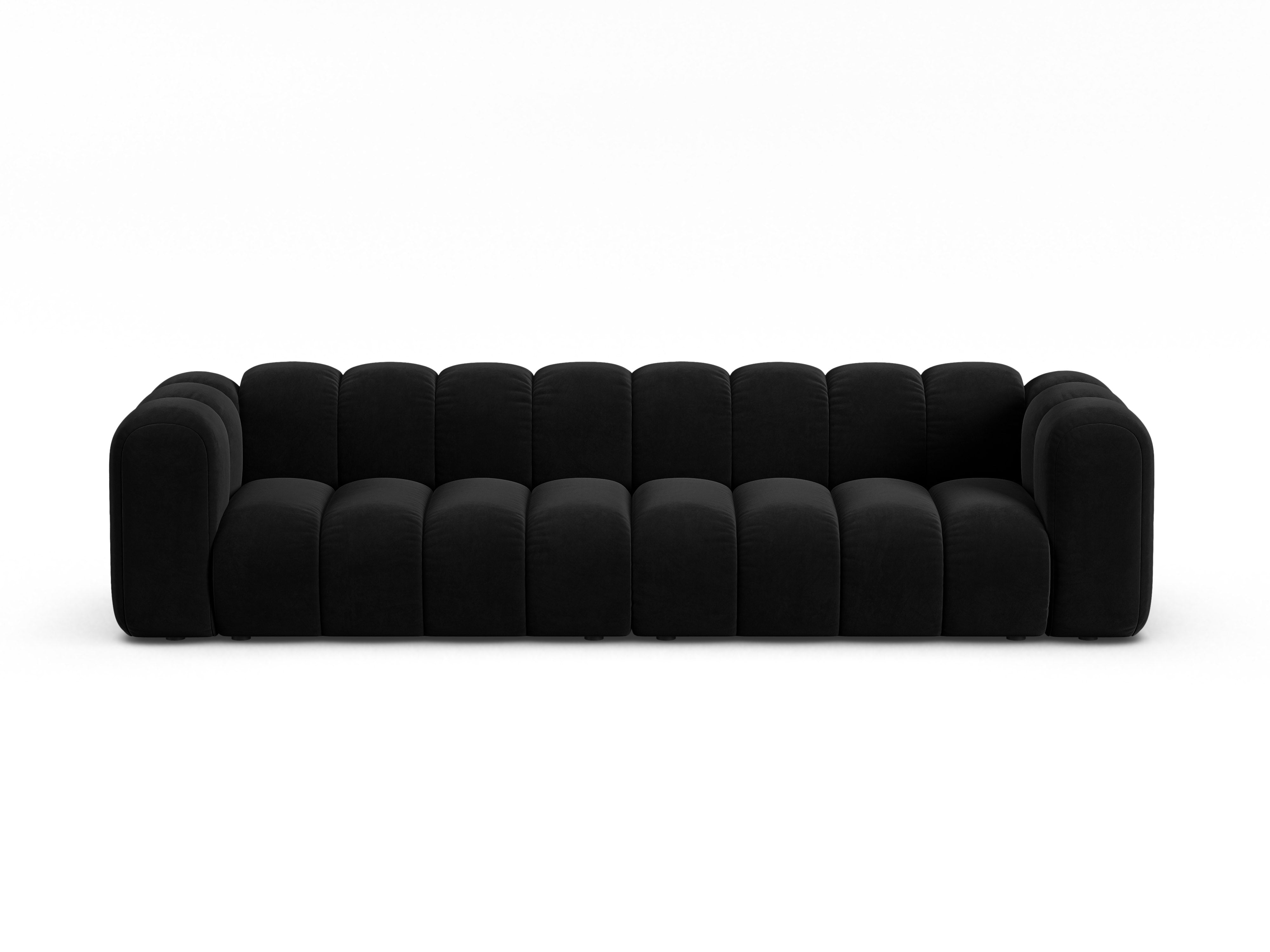 Sofa z jemného velúru pre 4 osoby LUPINE čierna