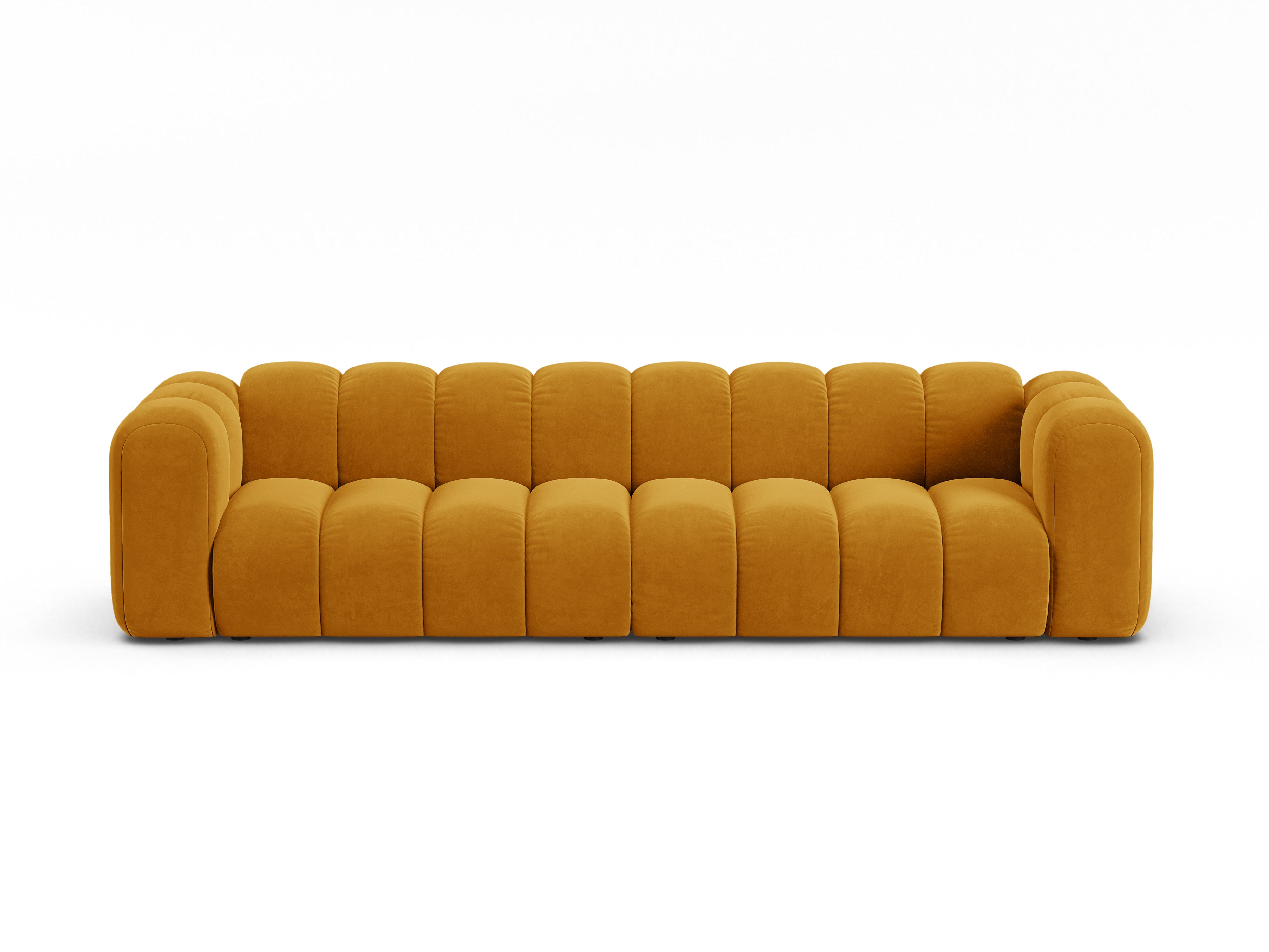 Sofa z jemného velúru pre 4 osoby LUPINE horčicová