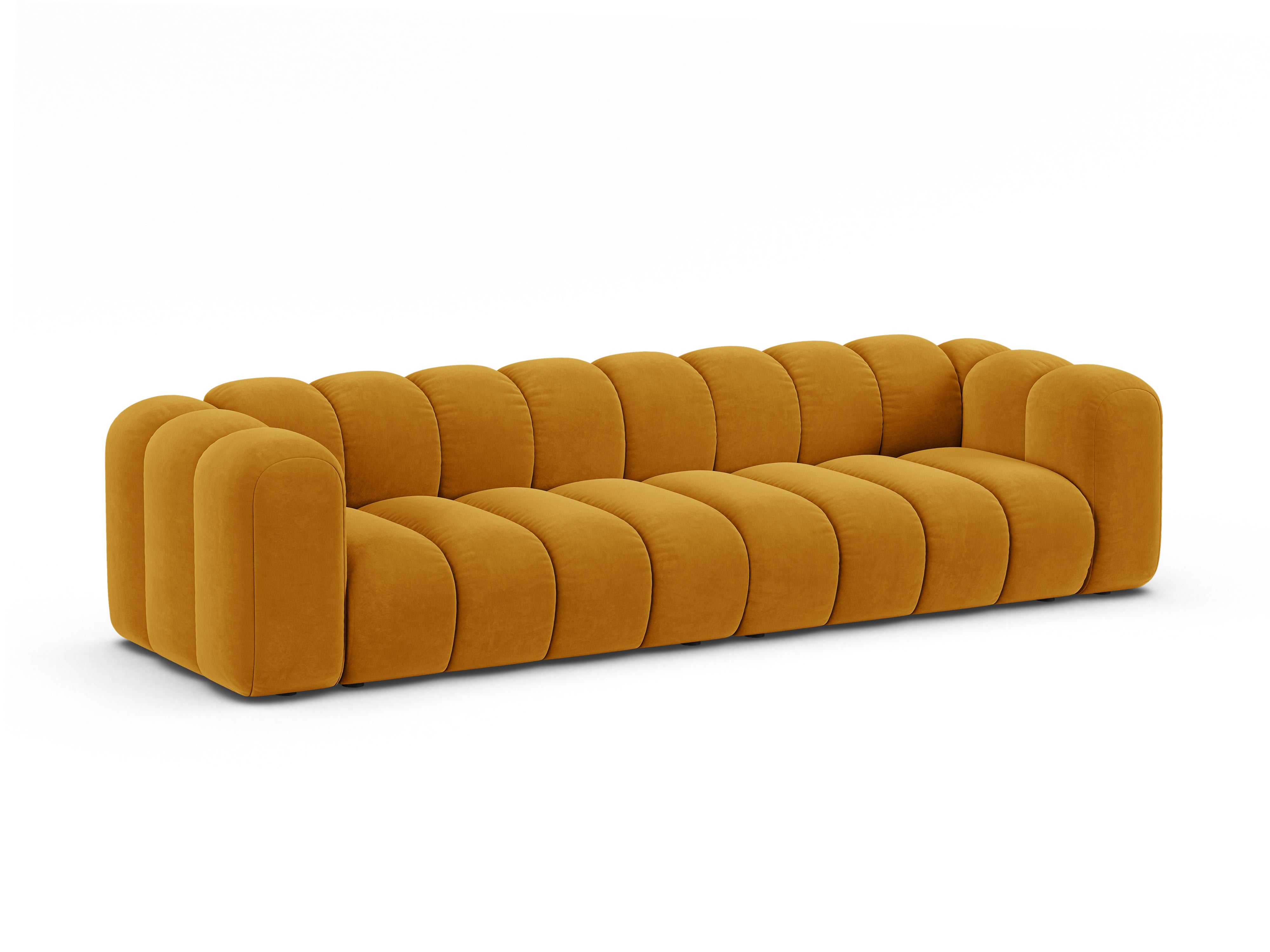 Sofa z jemného velúru pre 4 osoby LUPINE horčicová