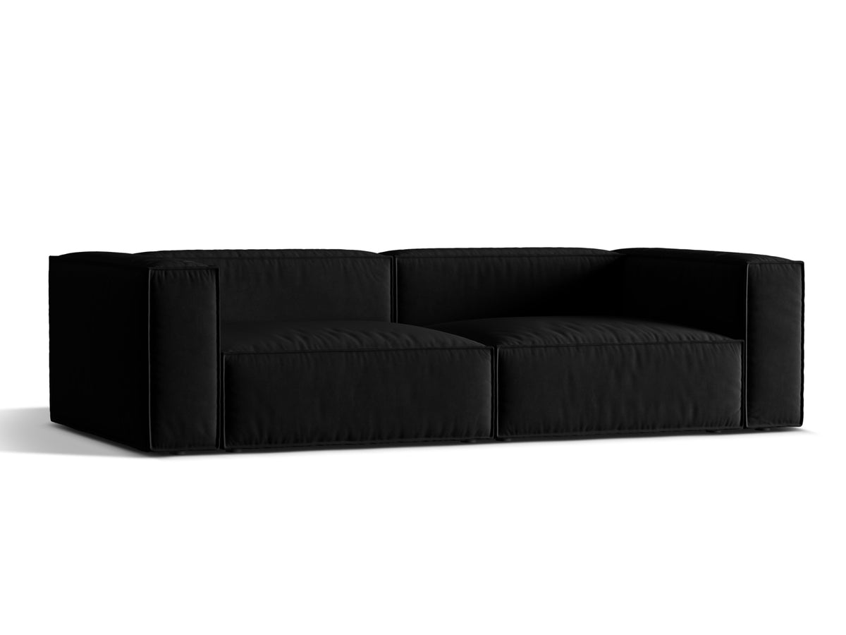 Sofa aksamitna 5-osobowa NURIA czarny – ujęcie boczne