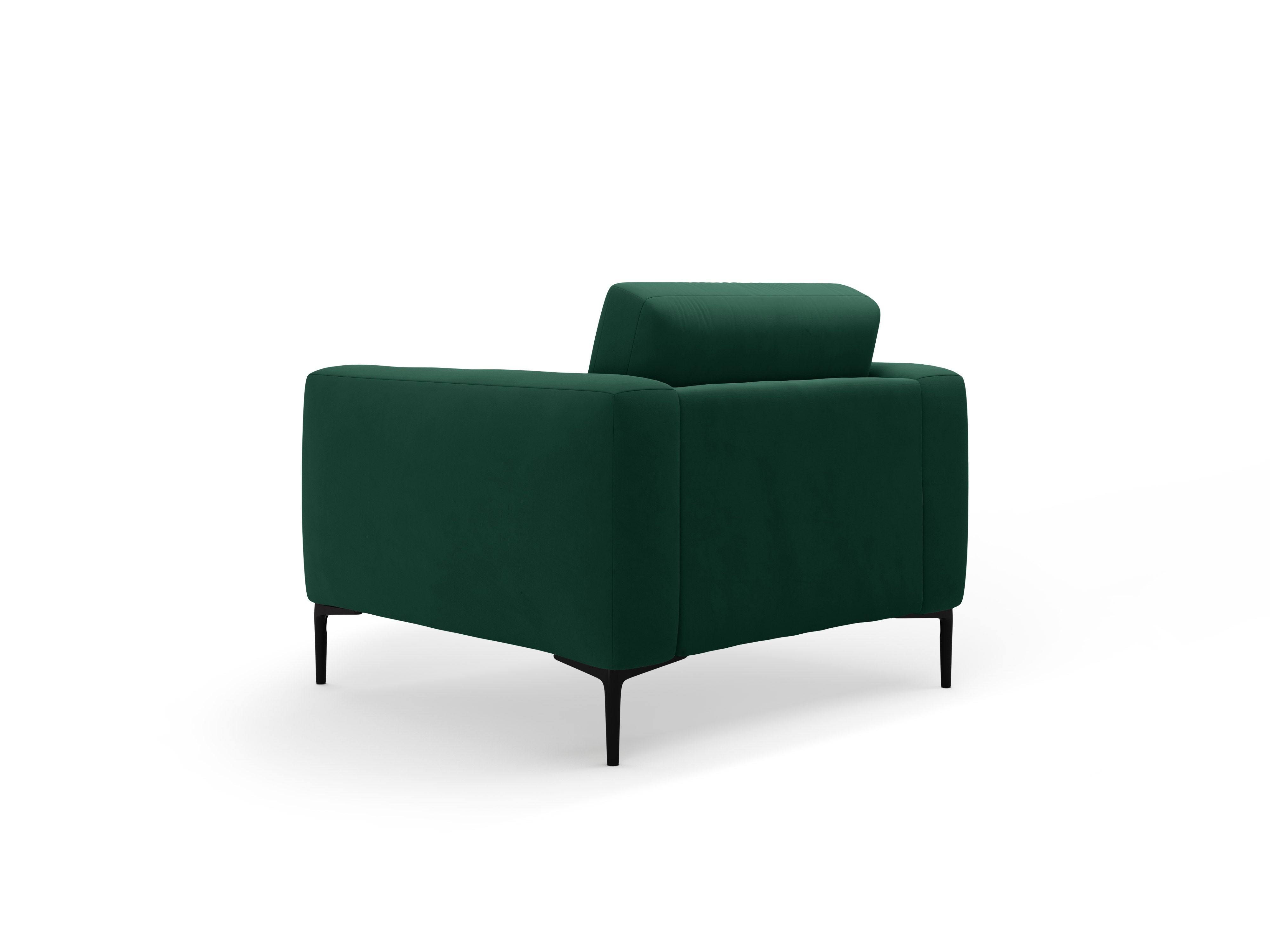 Velvet armchair BEMY bottle green