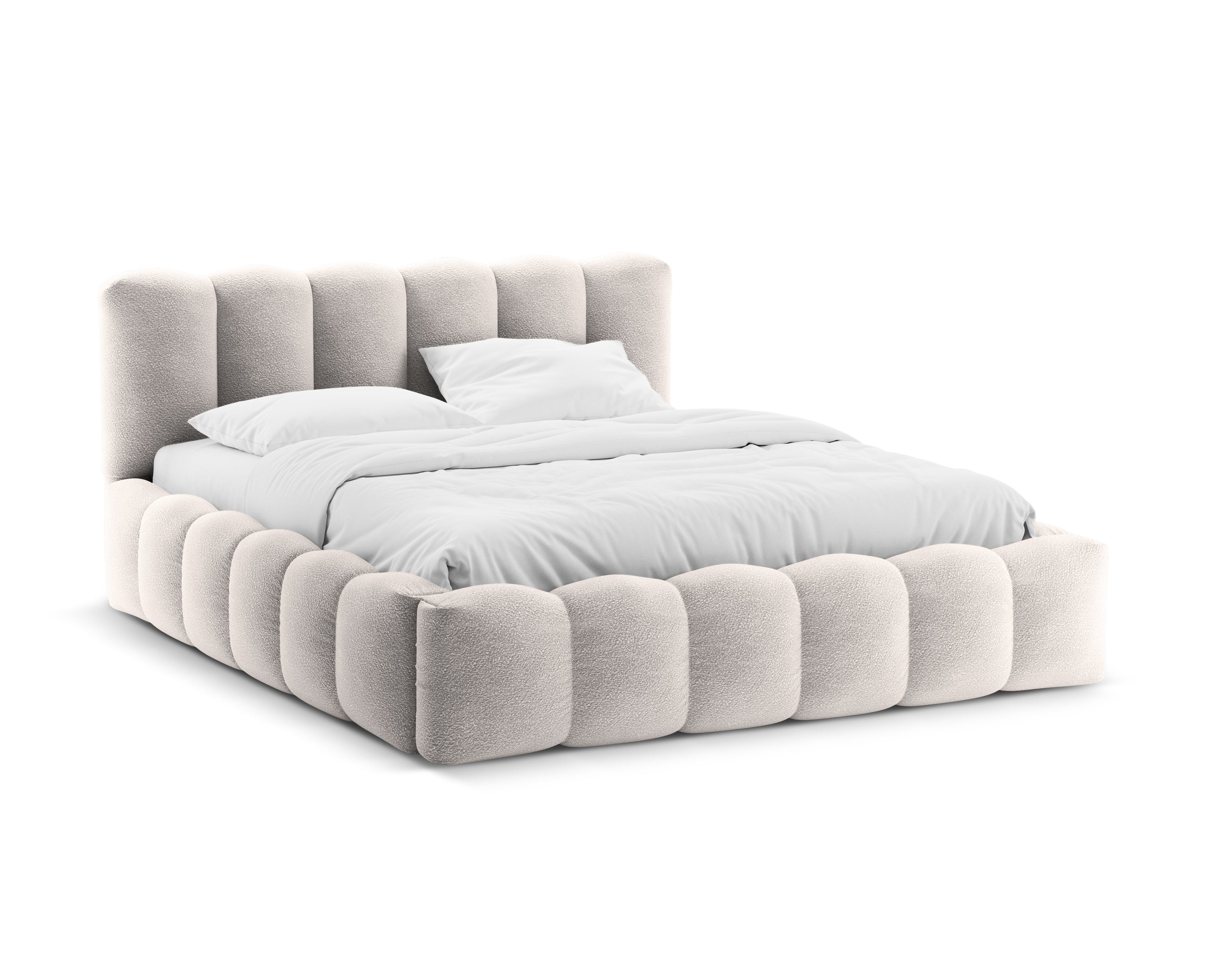 Posteľ s úložným priestorom LUPINE svetlosivý boucle