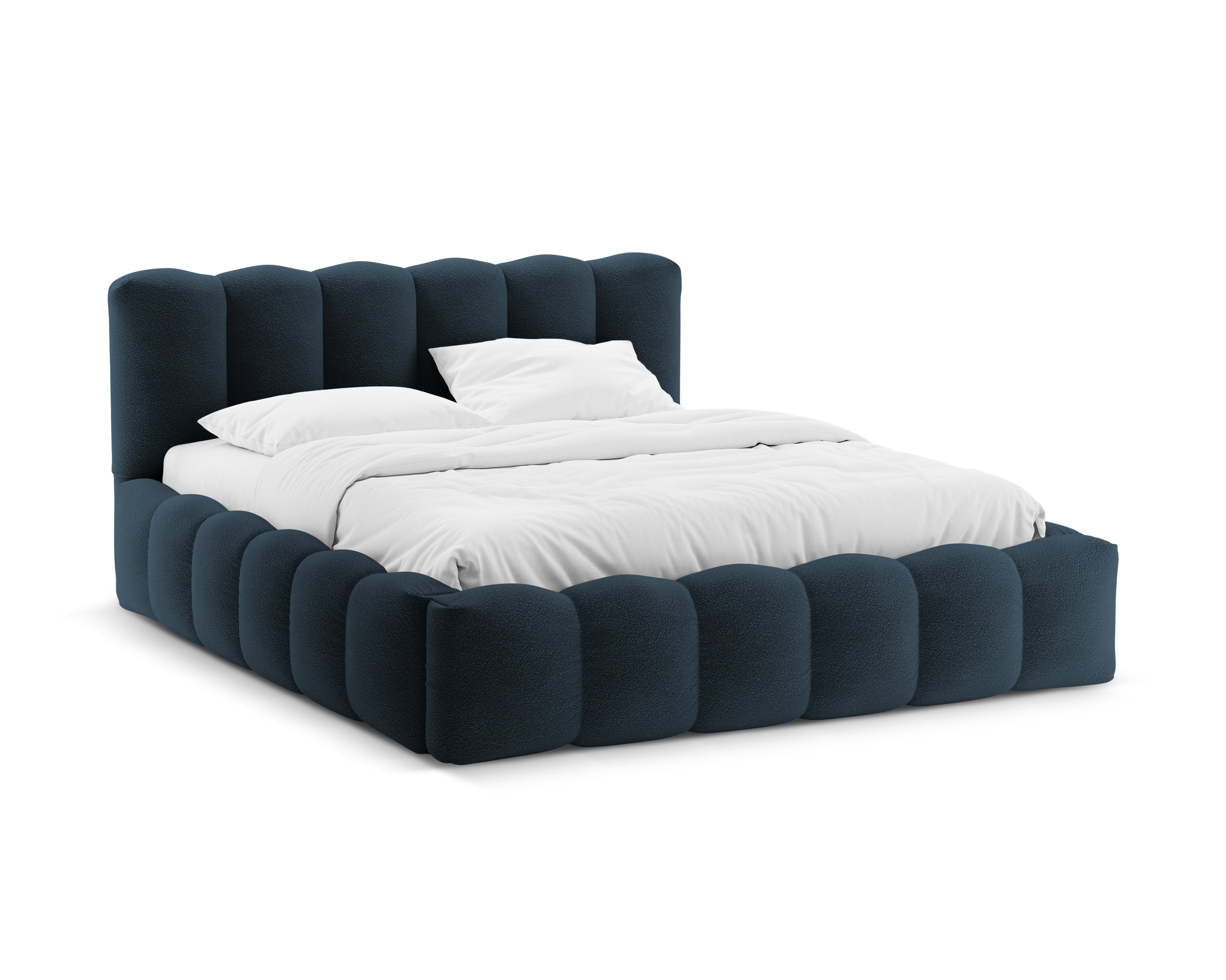 Posteľ s úložným priestorom LUPINE tmavomodrý boucle