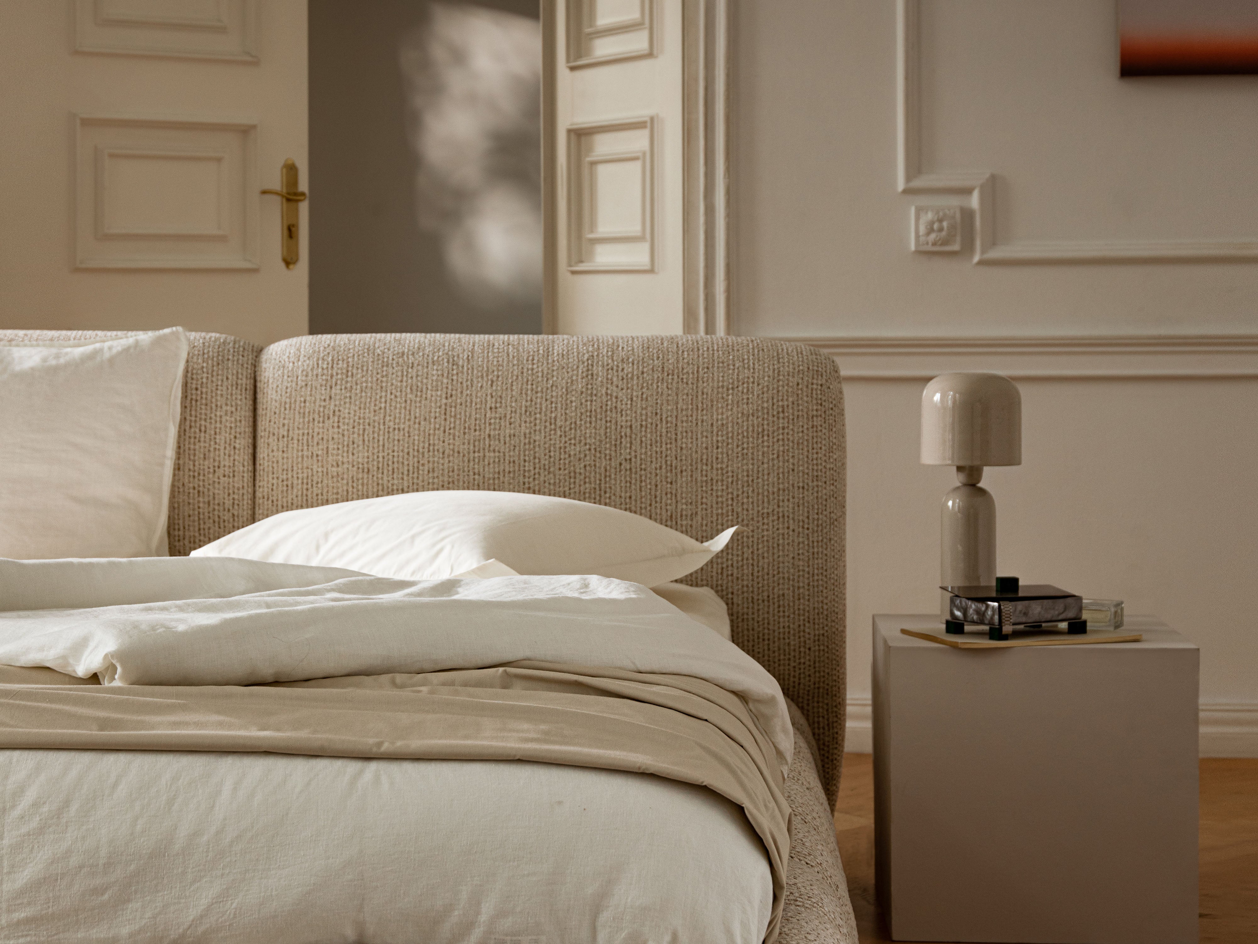 SOLANGE Bed Beige Chenille