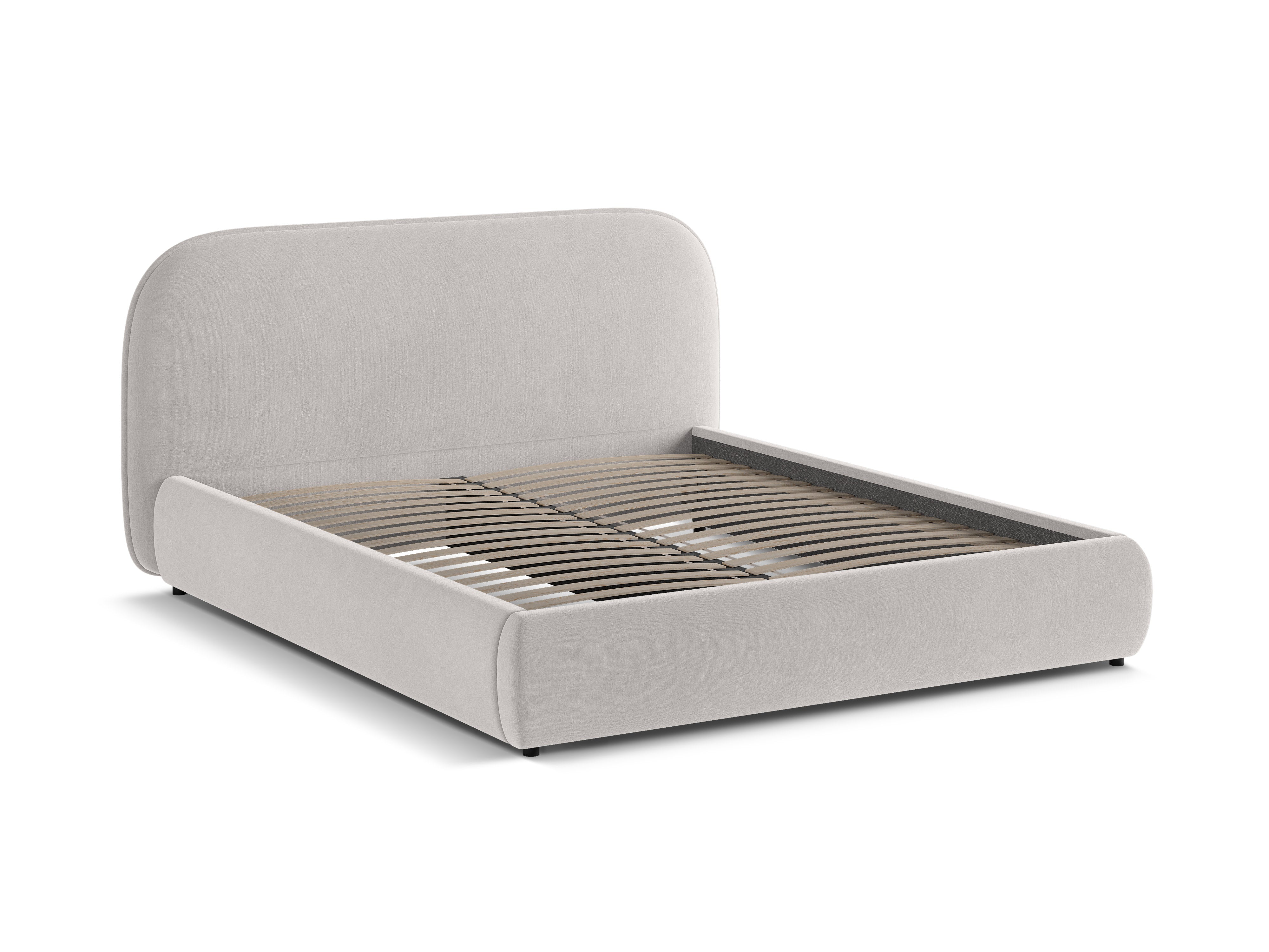 Posteľ z jemného sametu MURADA svetlo šedá