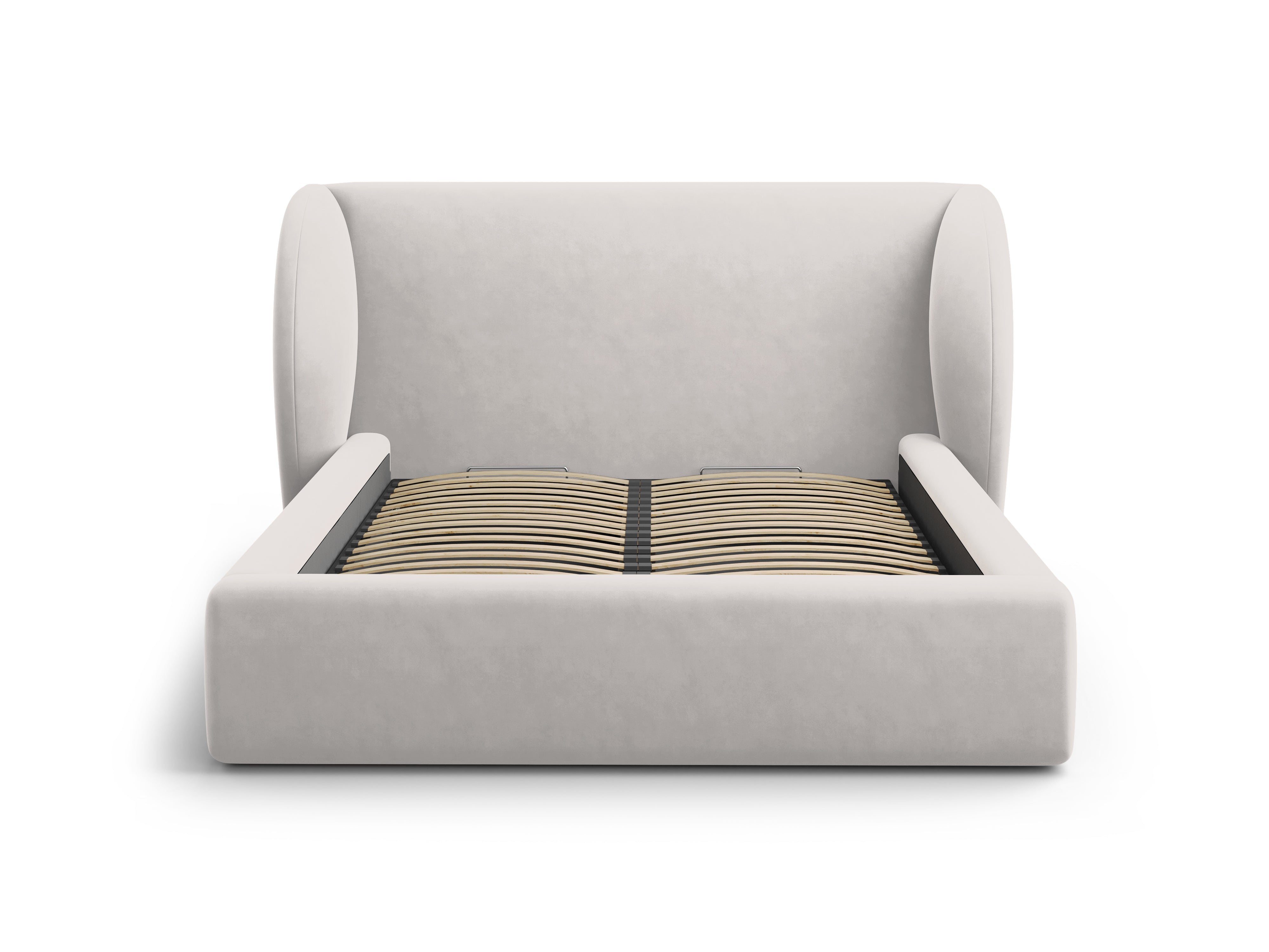 Łóżko aksamitne z pojemnikiem na pościel MILEY srebrny Micadoni    Eye on Design