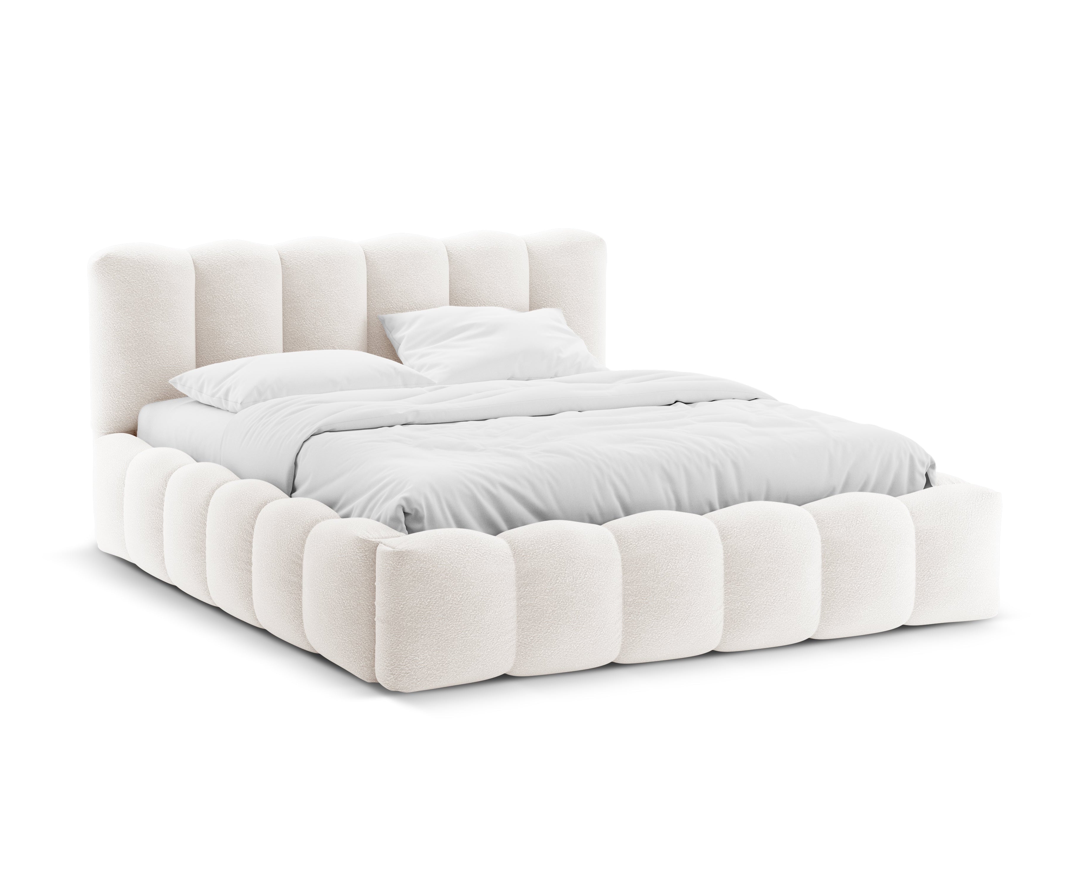 Posteľ s úložným priestorom LUPINE biely boucle
