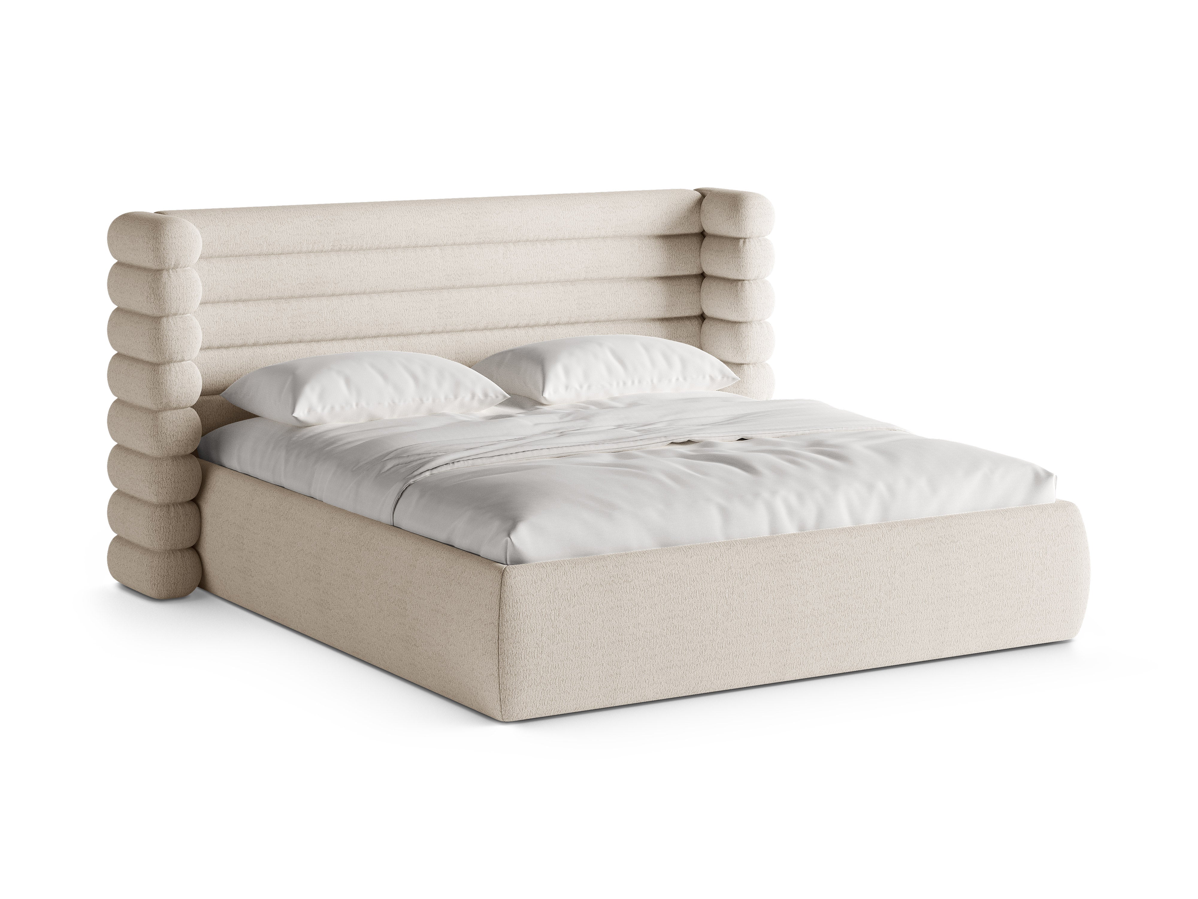 MOUNT bed in light beige boucle
