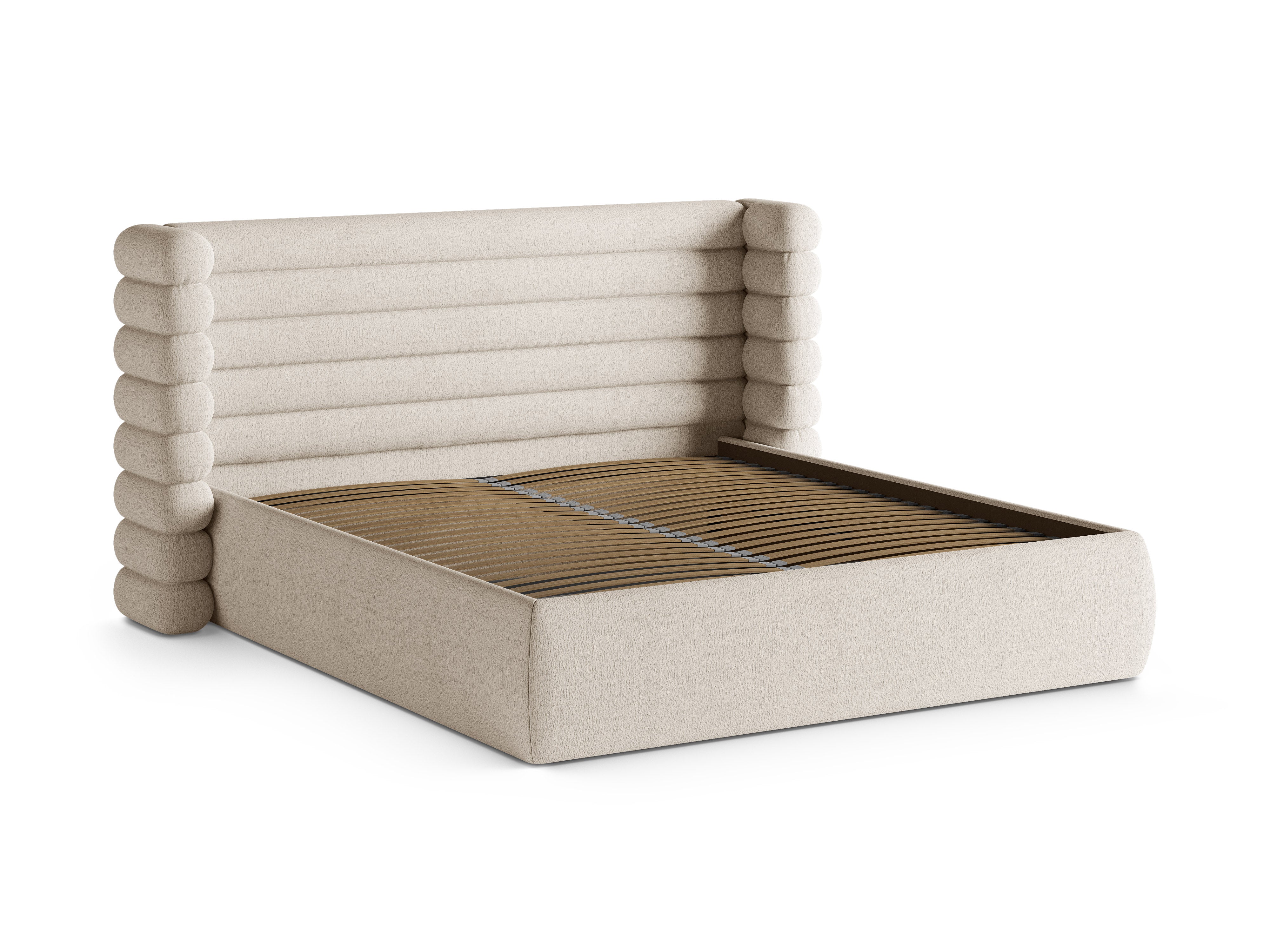 MOUNT bed in light beige boucle