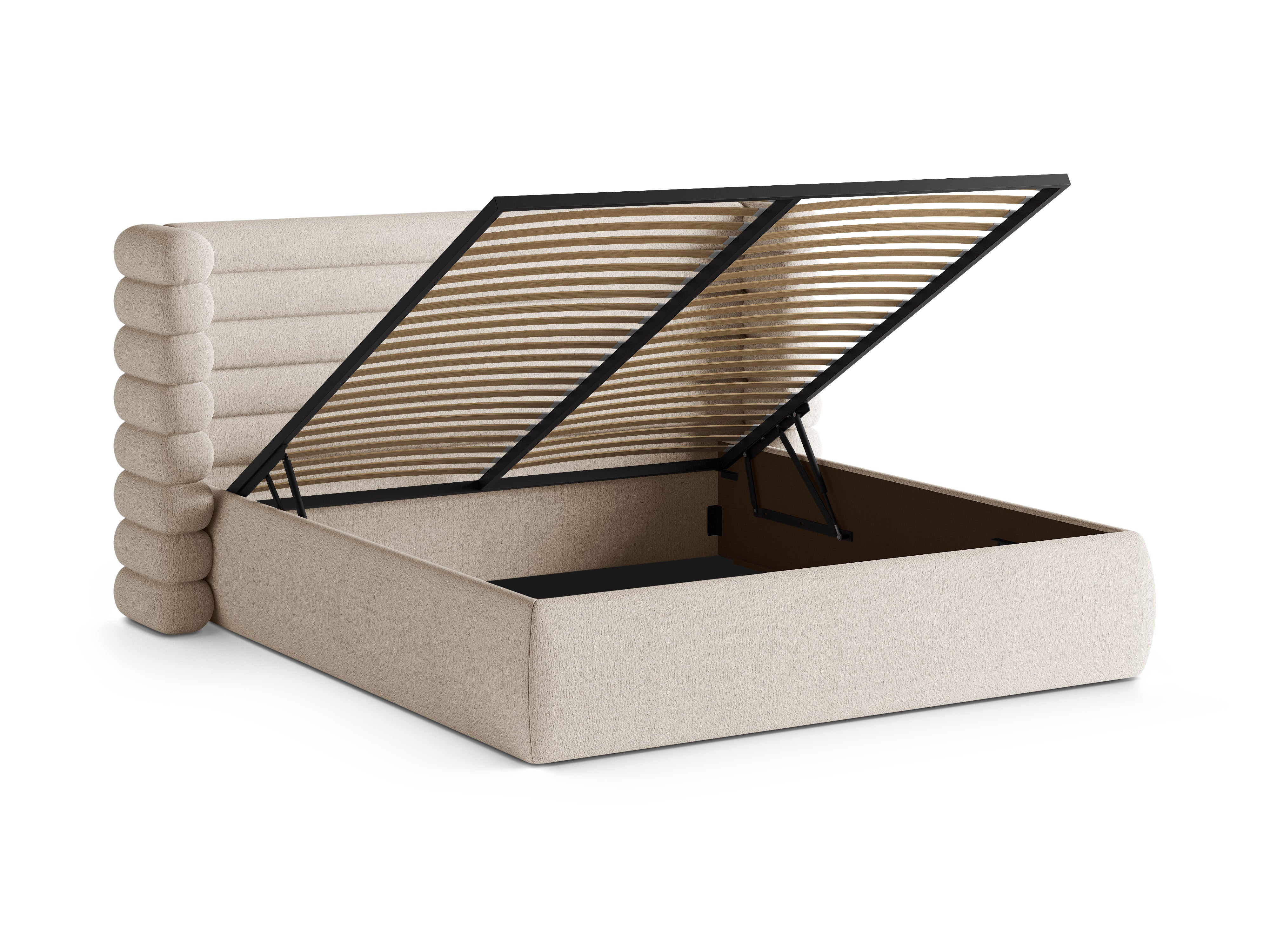 MOUNT bed in light beige boucle