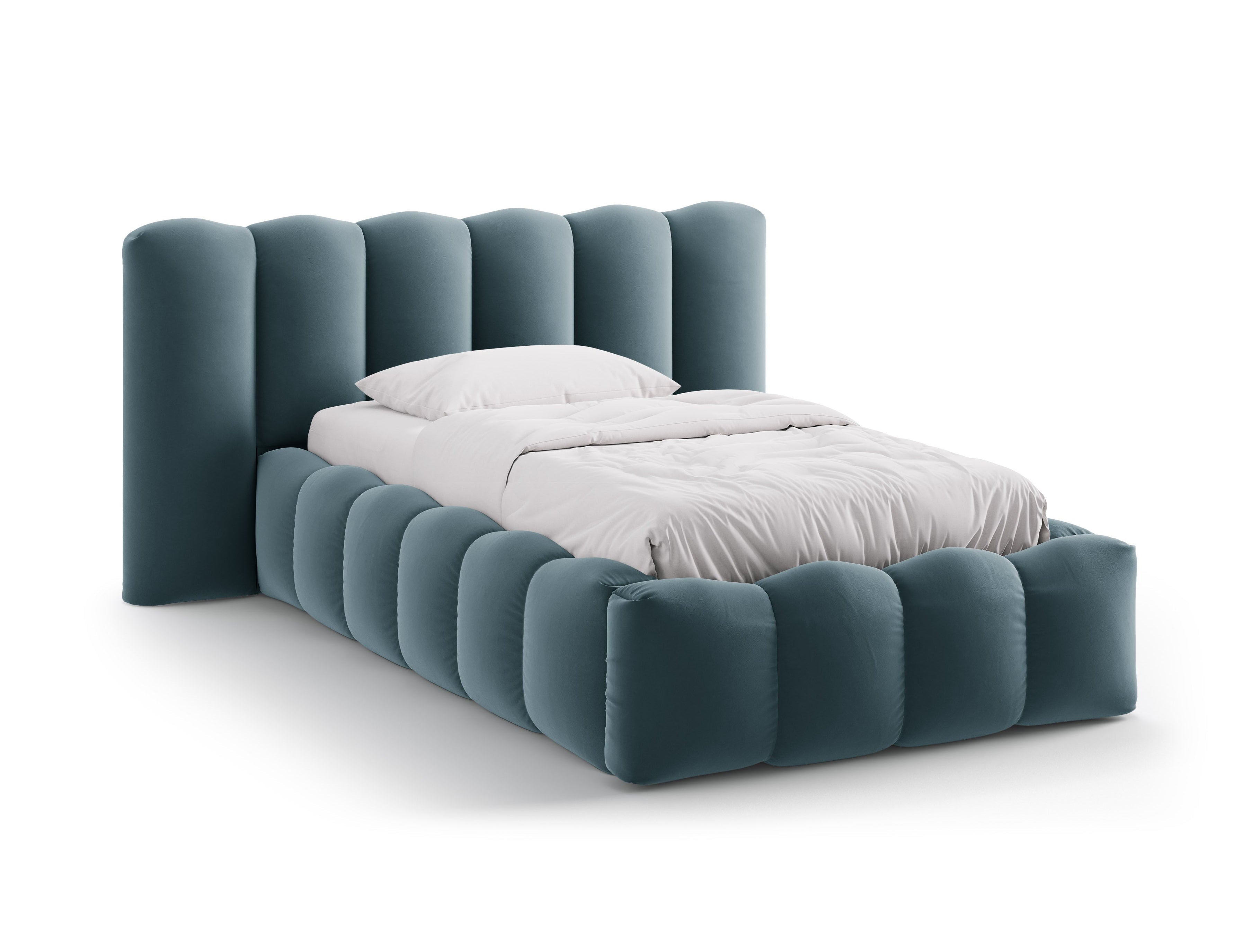 Sametová posteľ LUPINE modrá