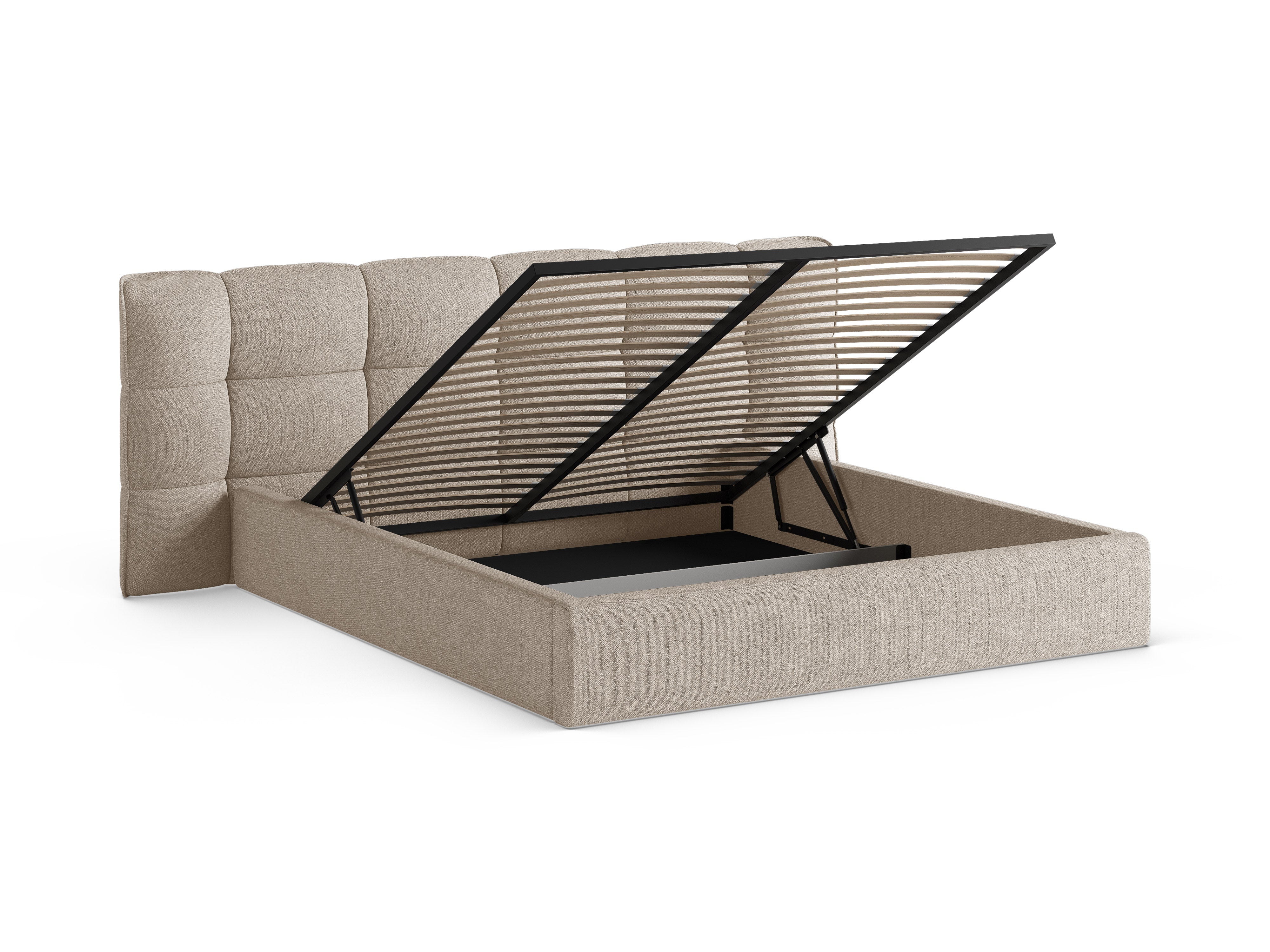 ERIC Bed with Storage in Dark Beige Boucle