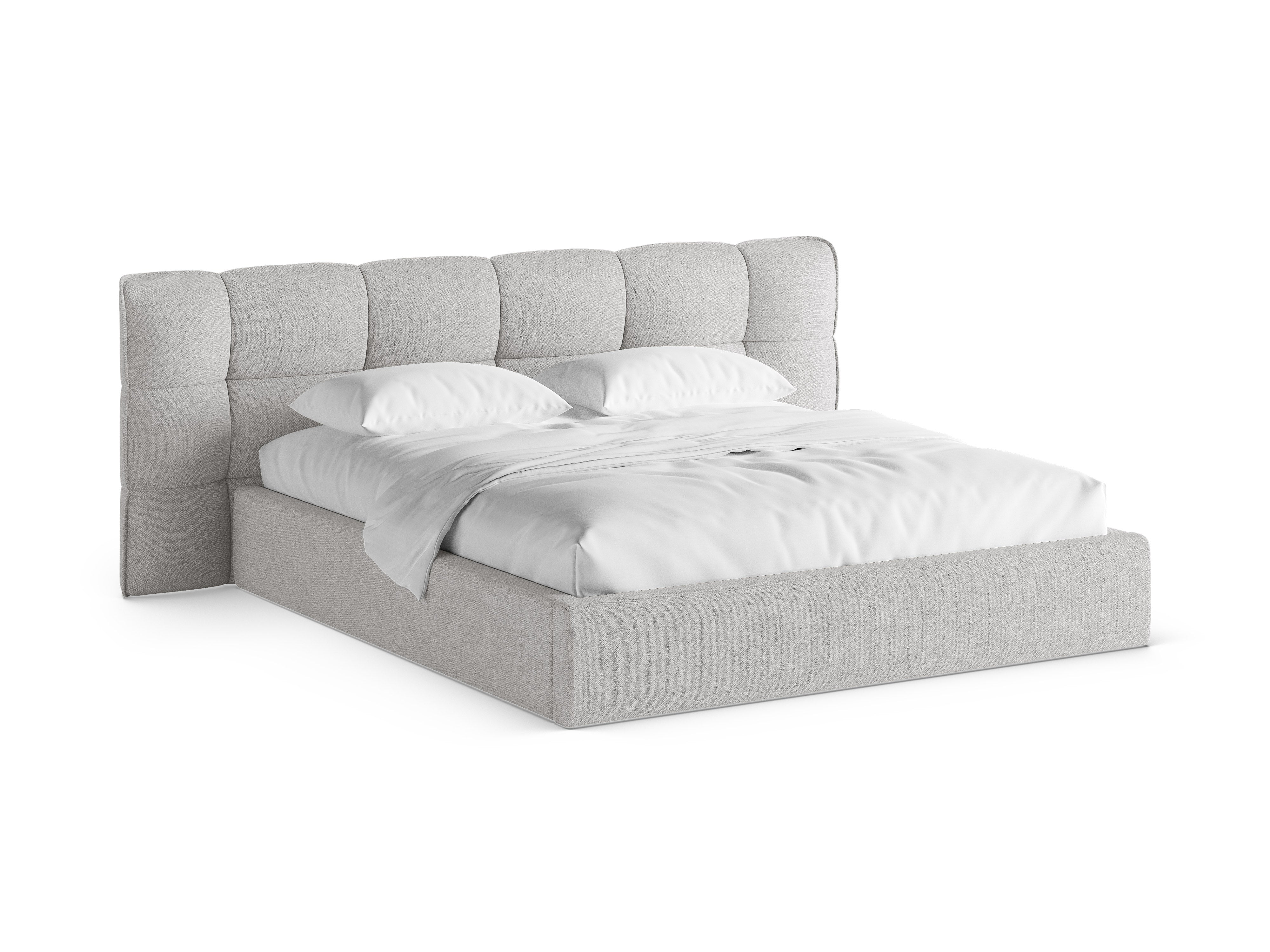 ERIC Bed with Storage in Light Gray Boucle