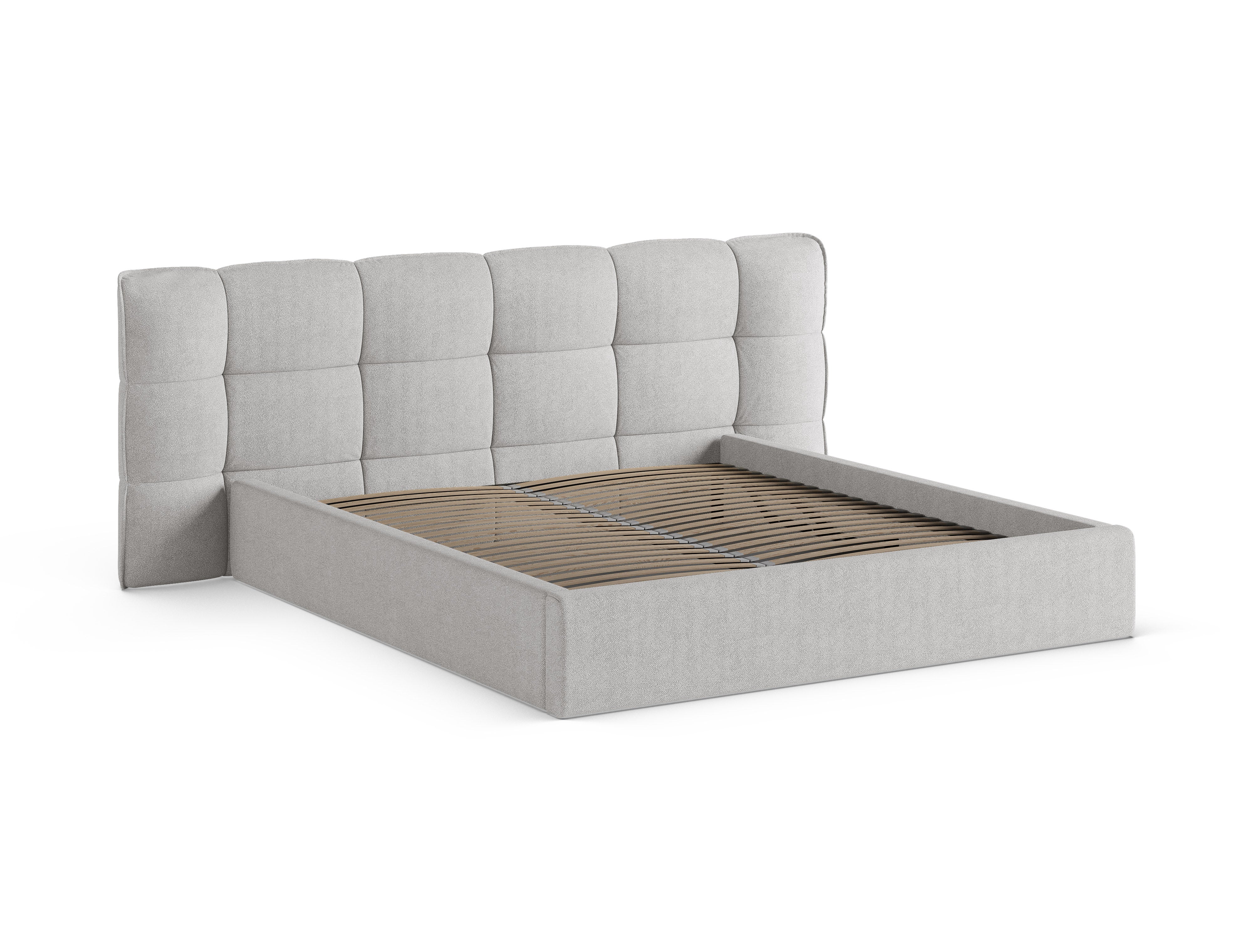 ERIC Bed with Storage in Light Gray Boucle