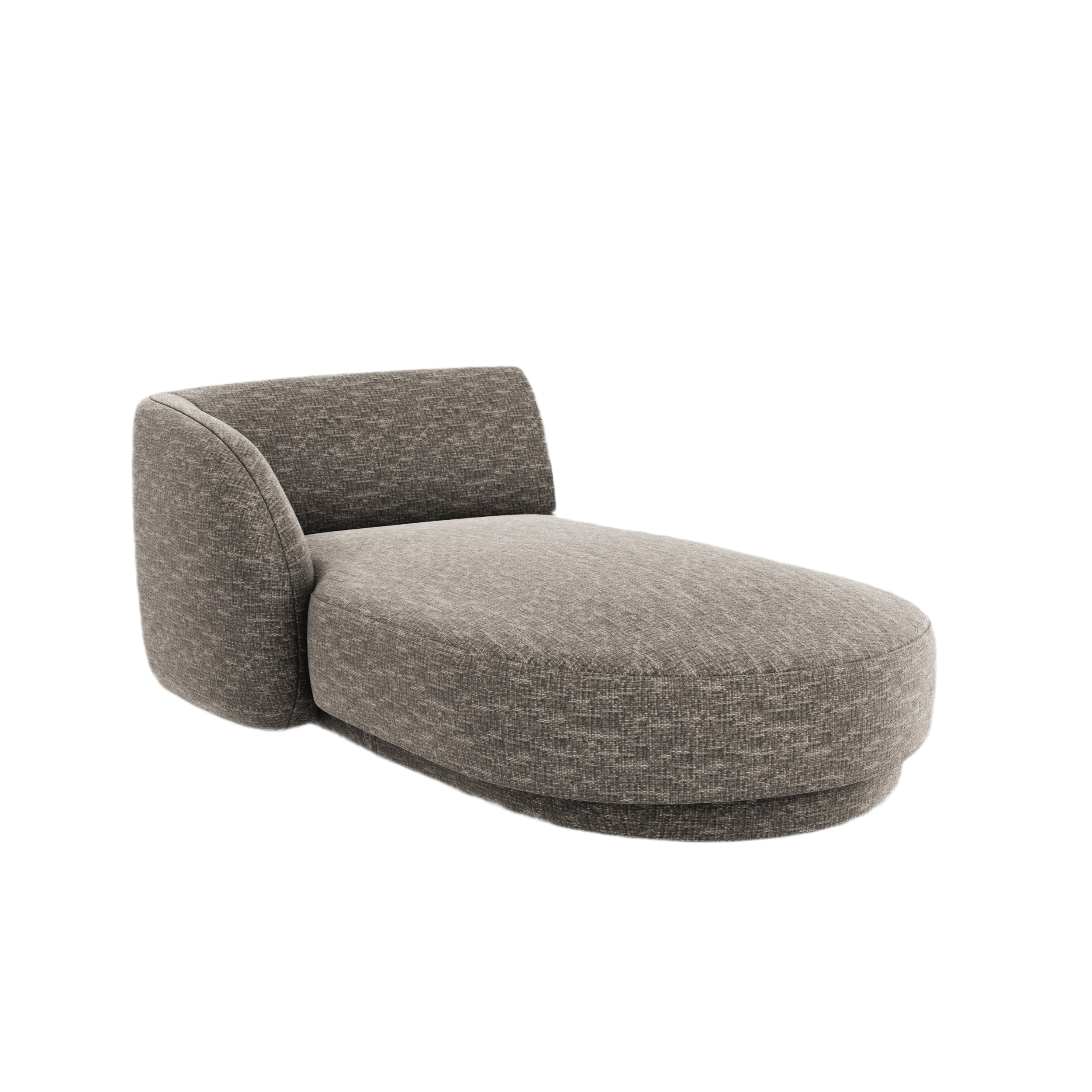 Left-facing chaise longue MILEY gray chenille silky