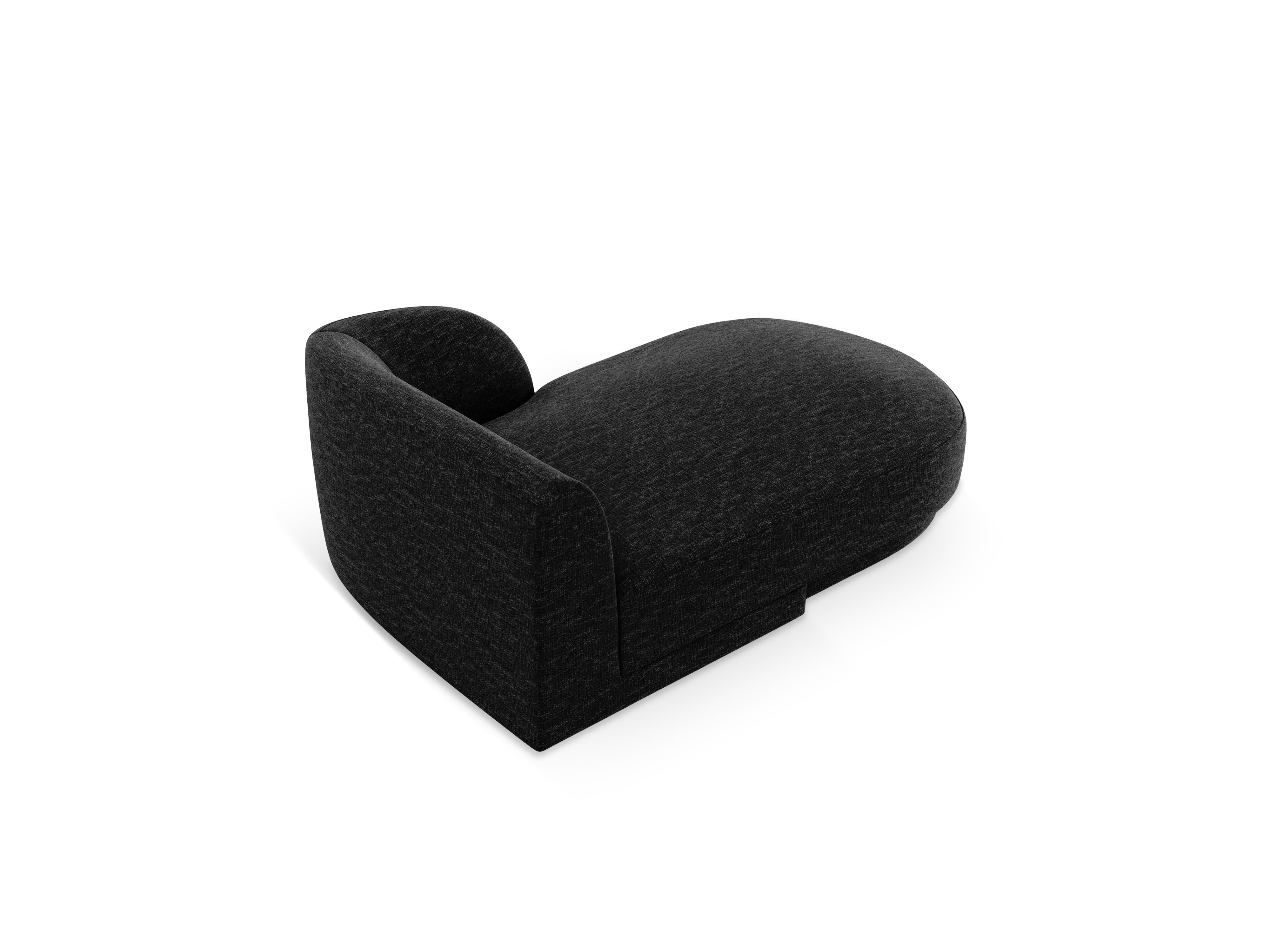 Right-facing chaise longue MILEY black silky chenille