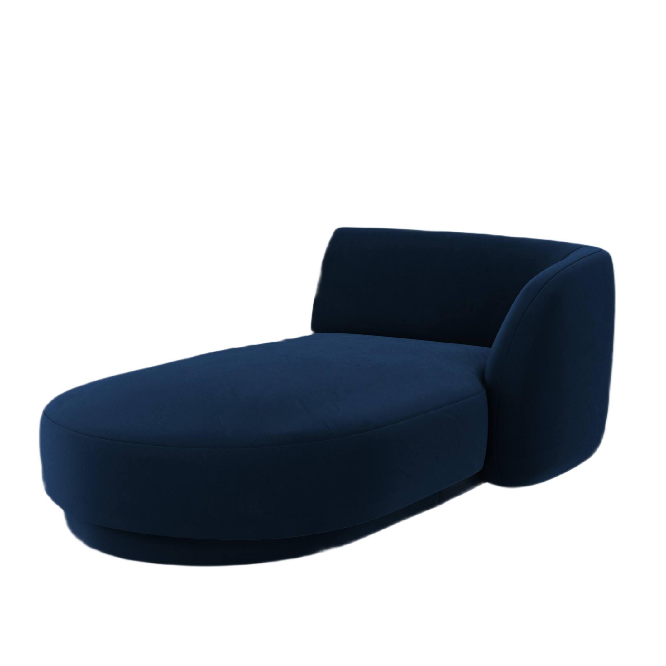 Szezlong z jemného sametu pravostranný MILEY kráľovsky modrý