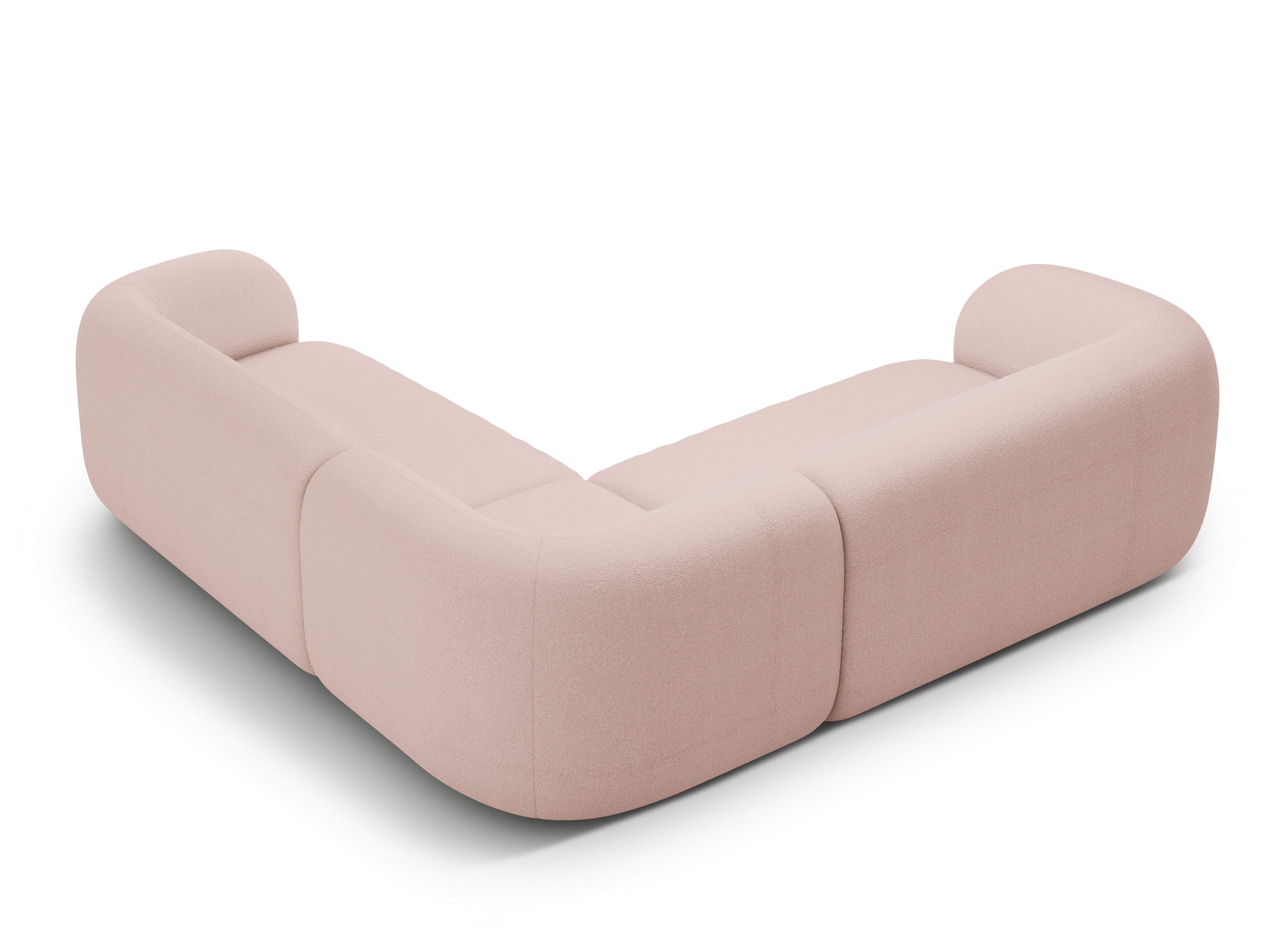 Symetrický rohový gauč KATE ružový boucle