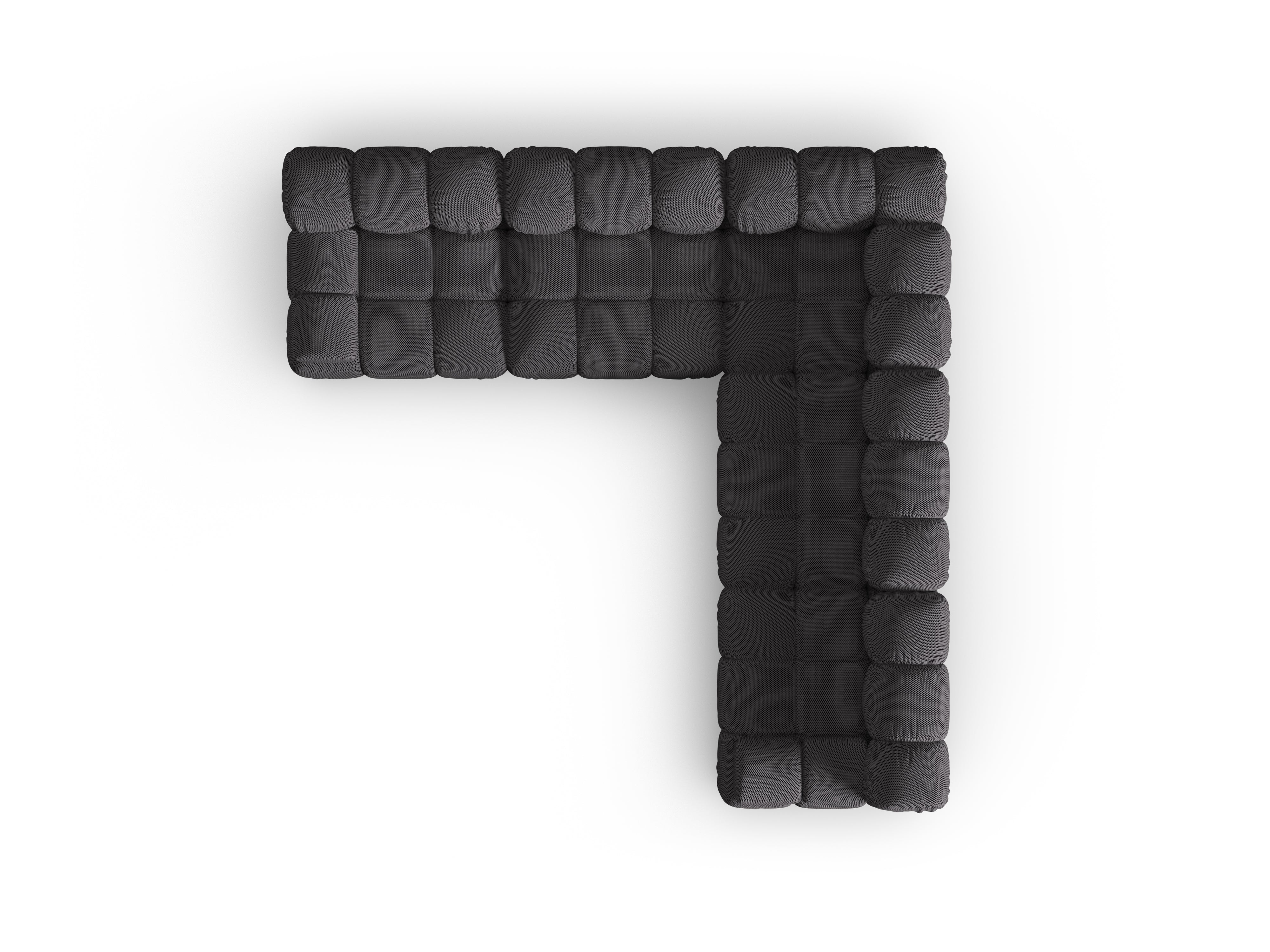 Symetrický rohový gauč BELLIS v tmavosivej 3D tkanine