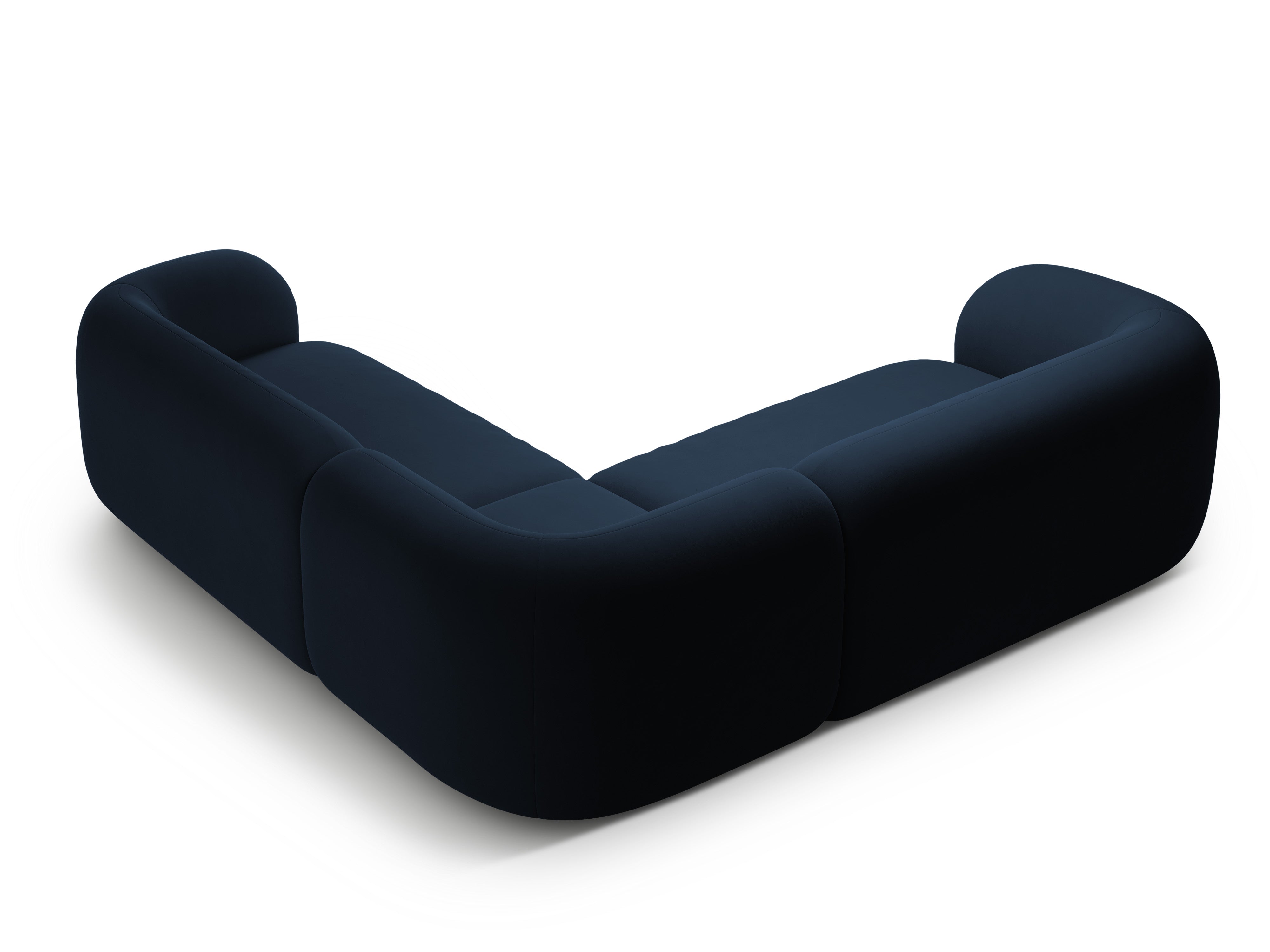 Symetrický sametový rohový gauč KATE v kráľovskej modrej