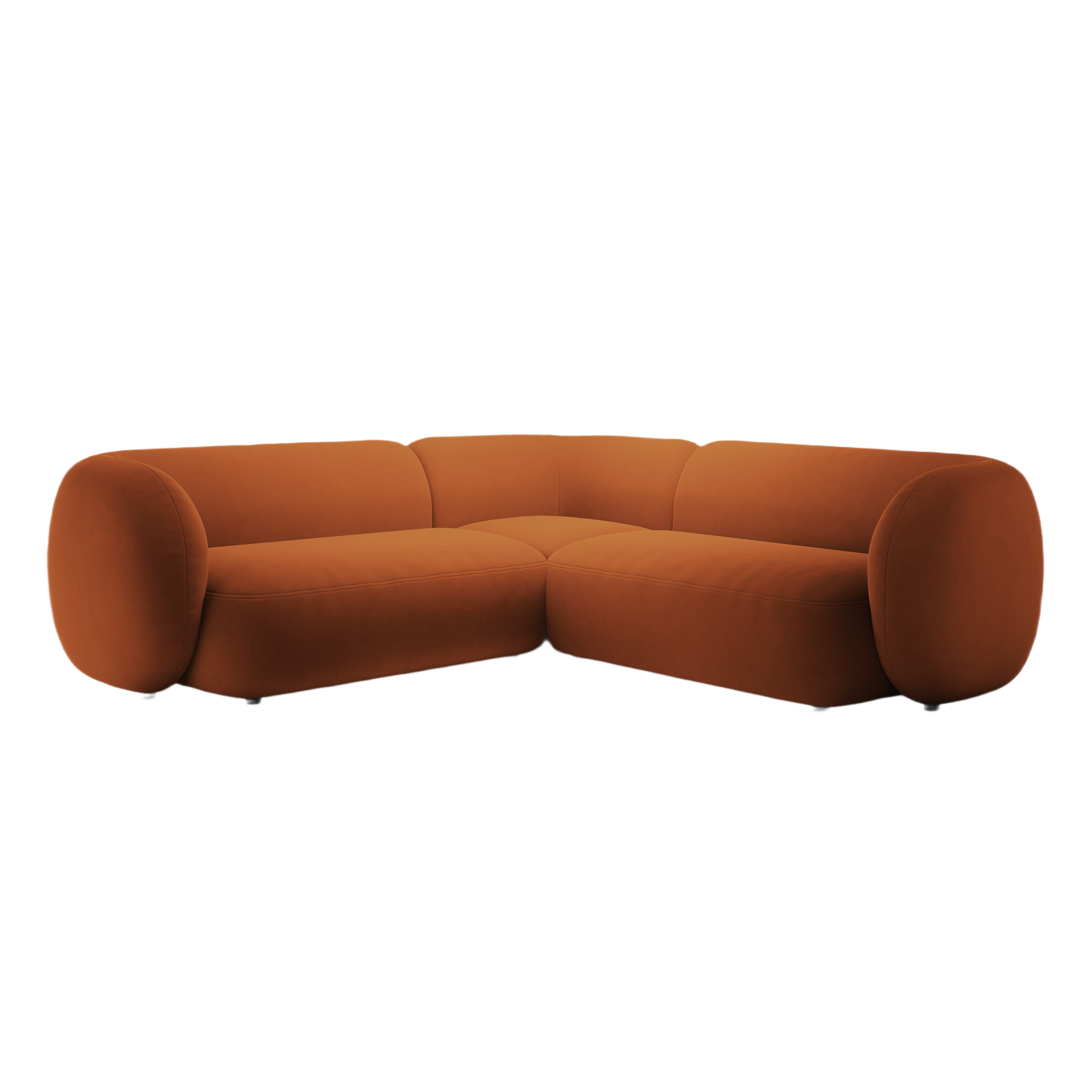 Symetrický sametový rohový gauč KATE terrakota