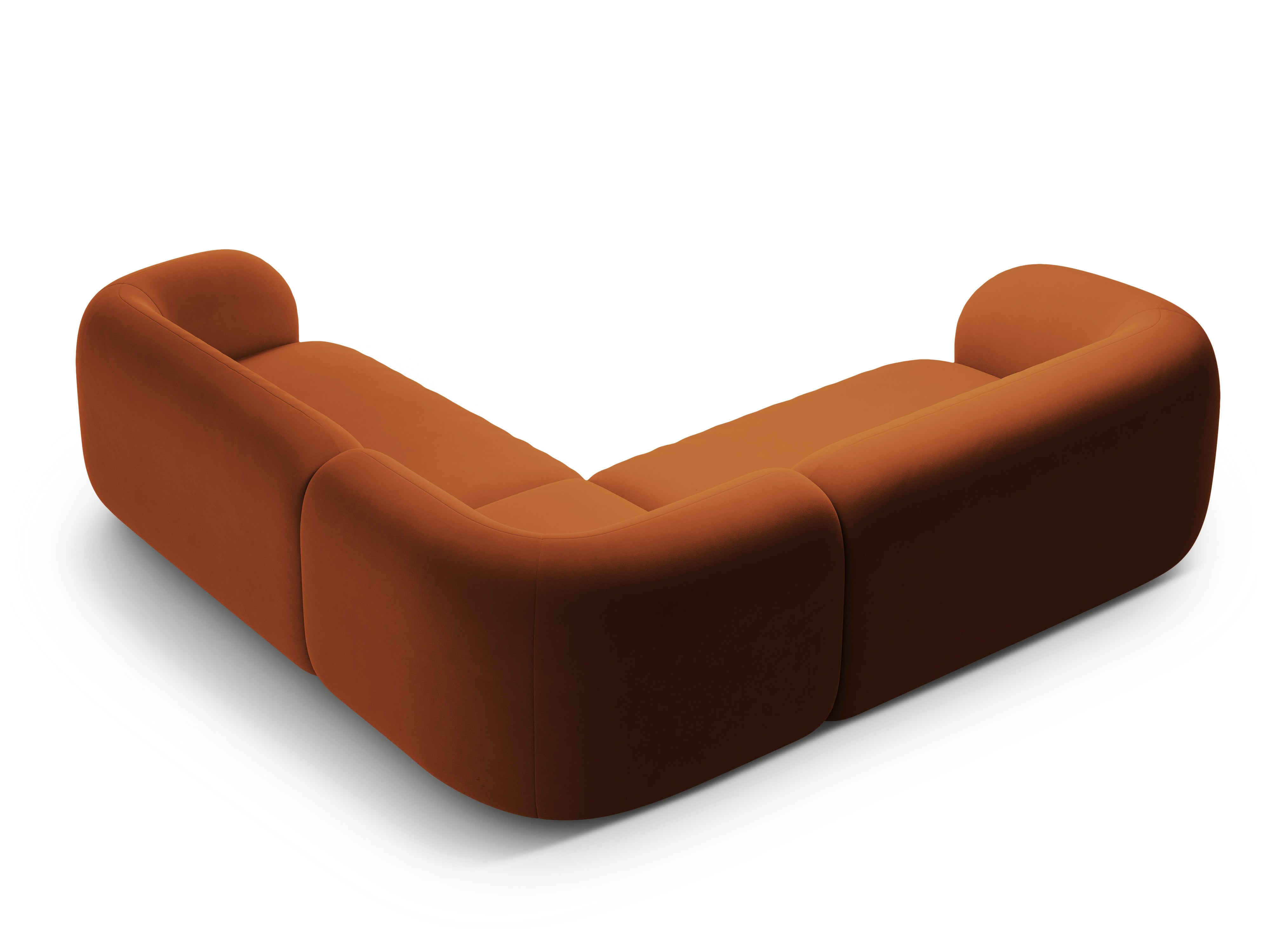 Symetrický sametový rohový gauč KATE terrakota