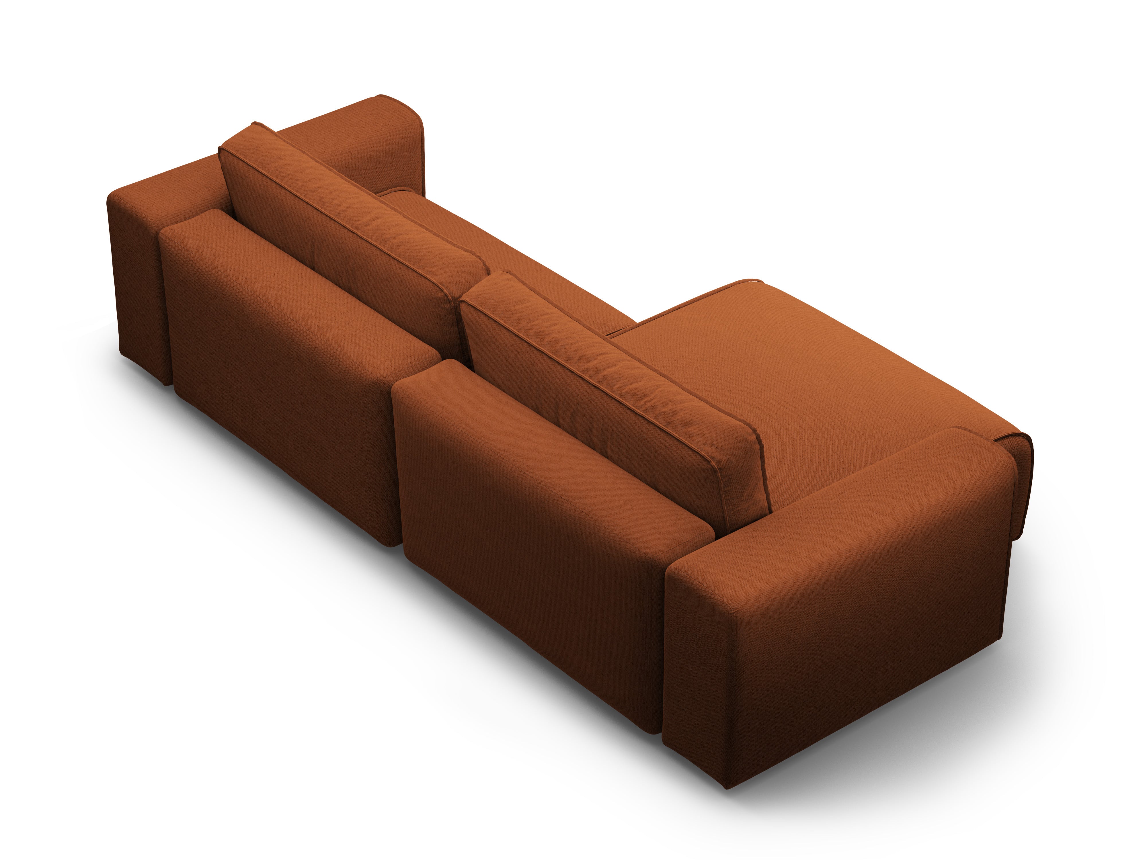 Left-facing 3-seater sofa bed VICTOR brick chenille
