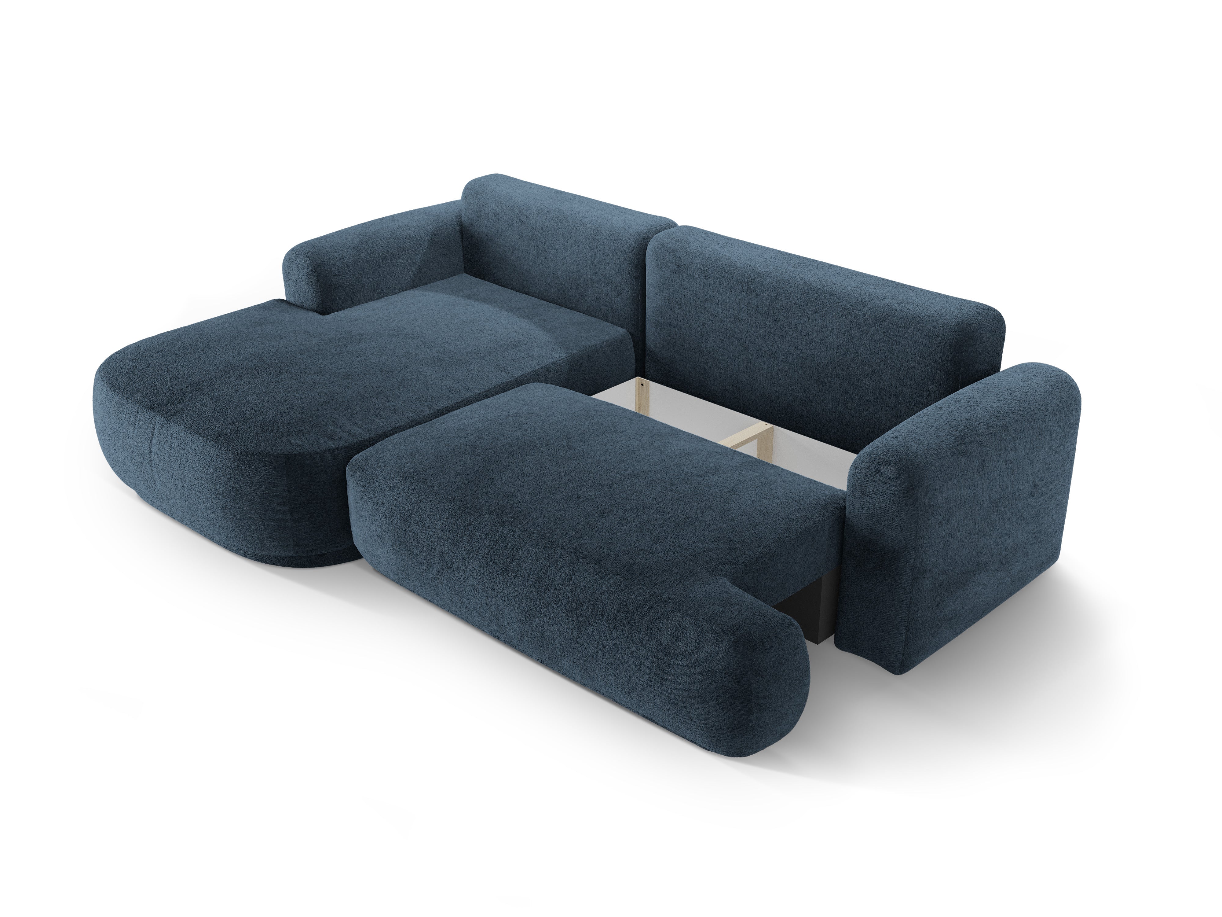 Rohová sedačka s funkciou spania ELLA tmavomodrá