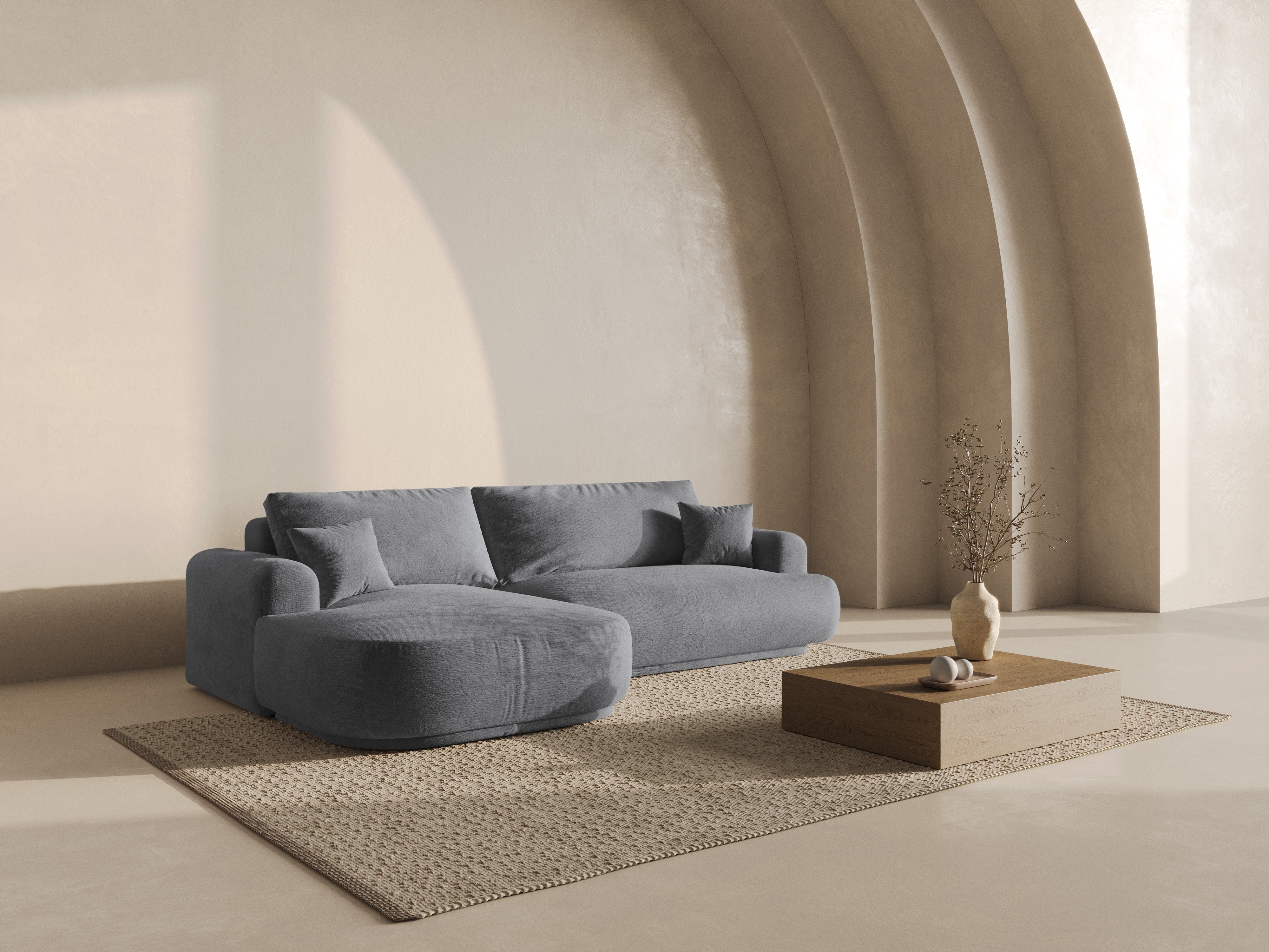 Ľavý rohový gauč s funkciou spania ELLA šedý