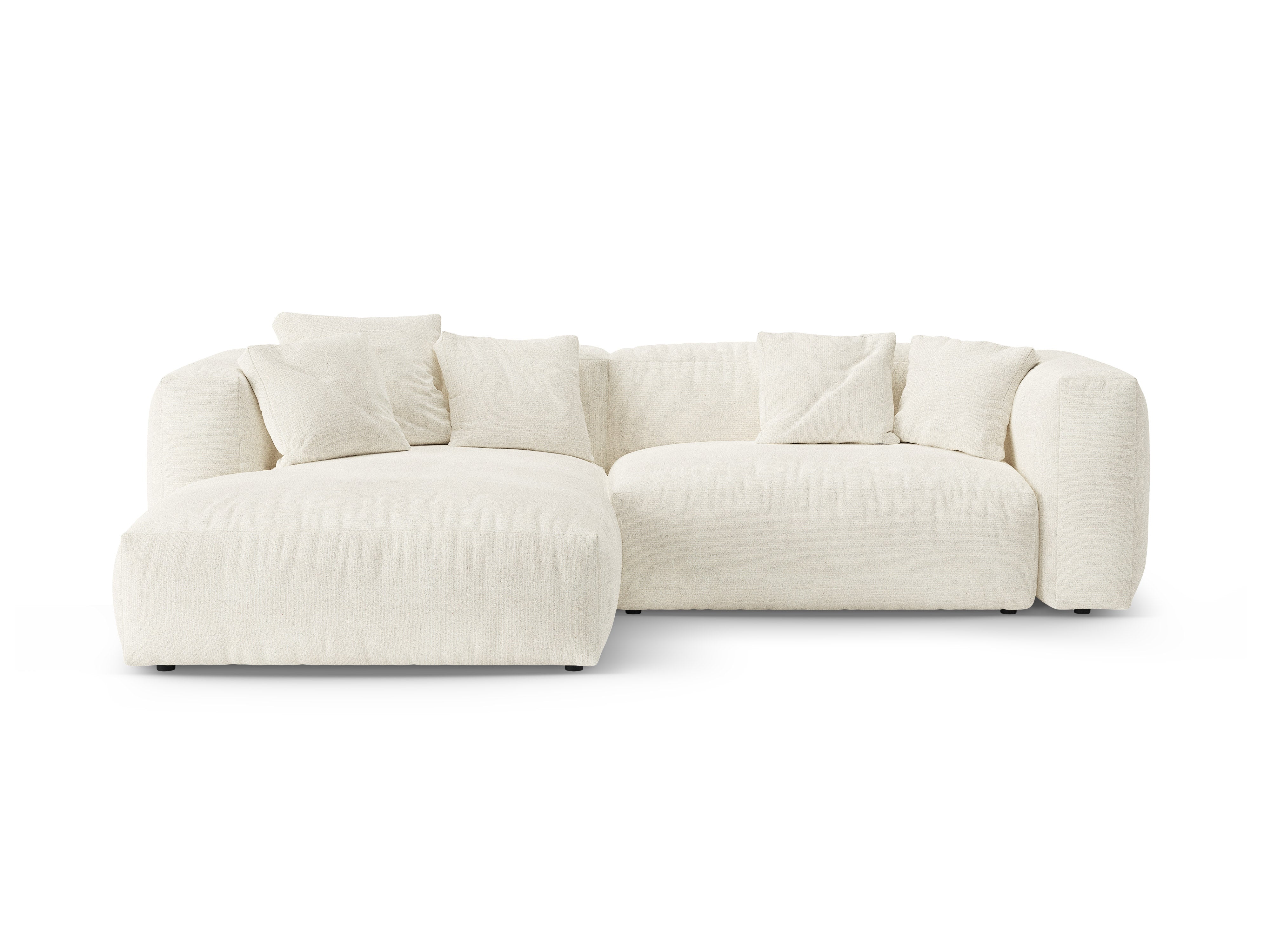Left-facing corner sofa bed MARTINA ivory boucle