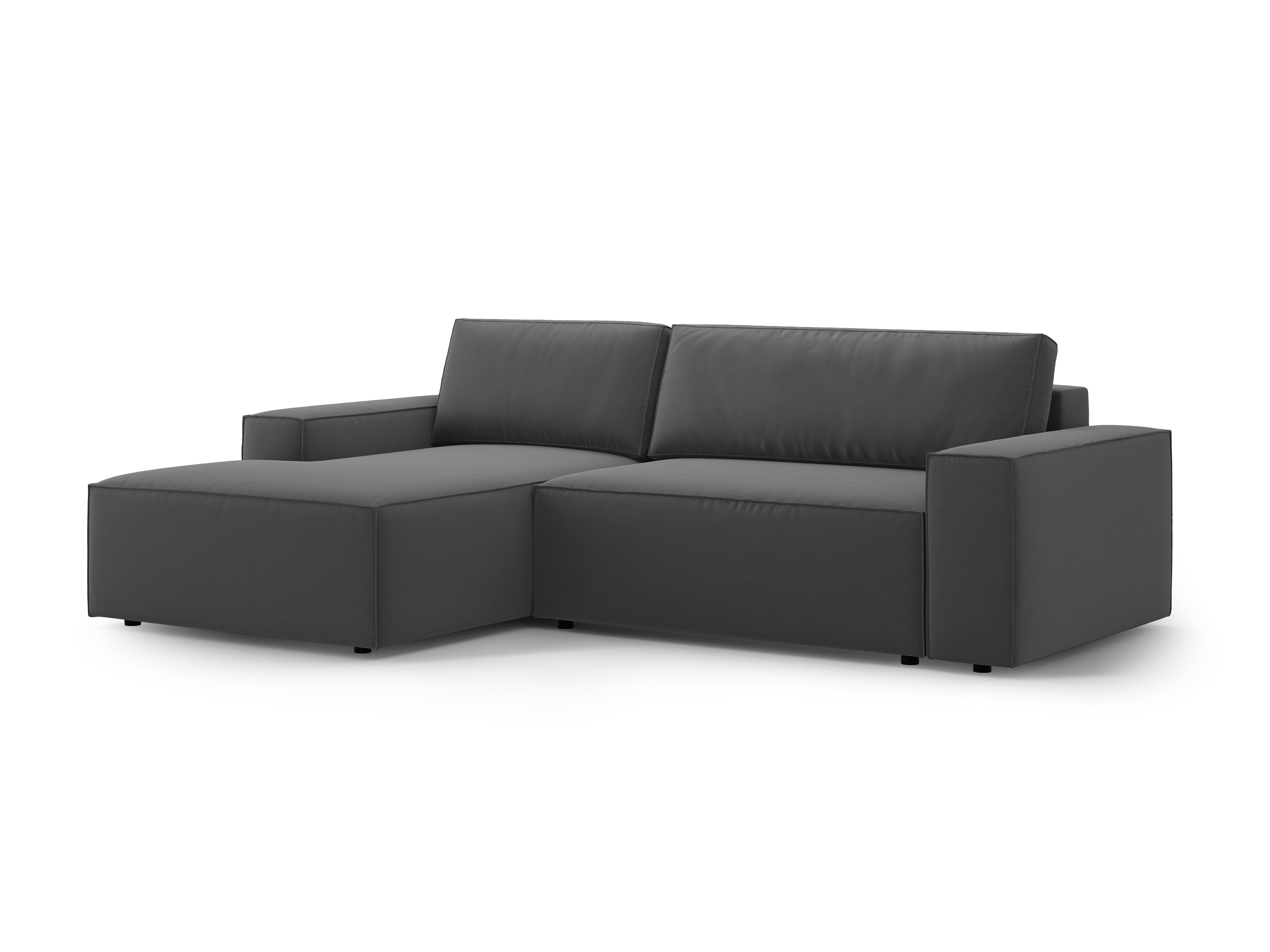 Left-facing velvet corner sofa bed JODIE gray