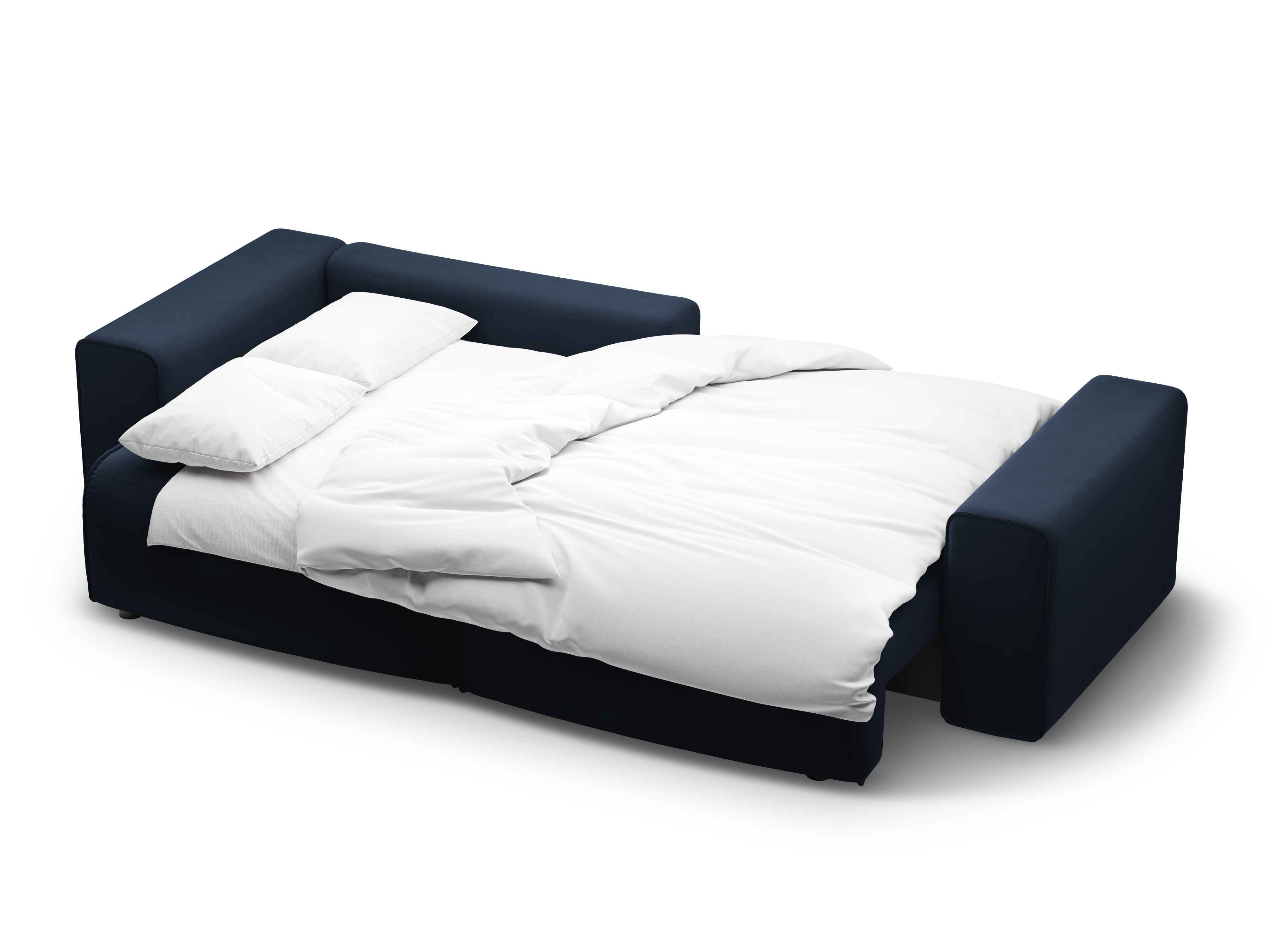 Sametový rohový trojmiestny gauč s funkciou spania VICTOR modrý