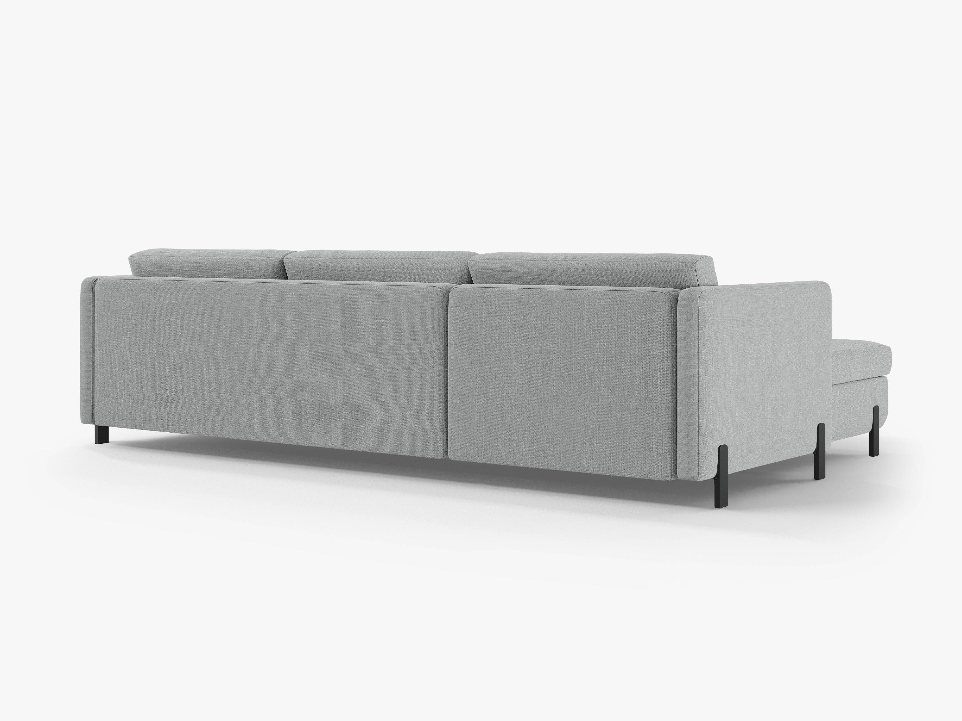 Left-sided corner sofa for 4 people with sleeping function GLORIA light gray chenille
