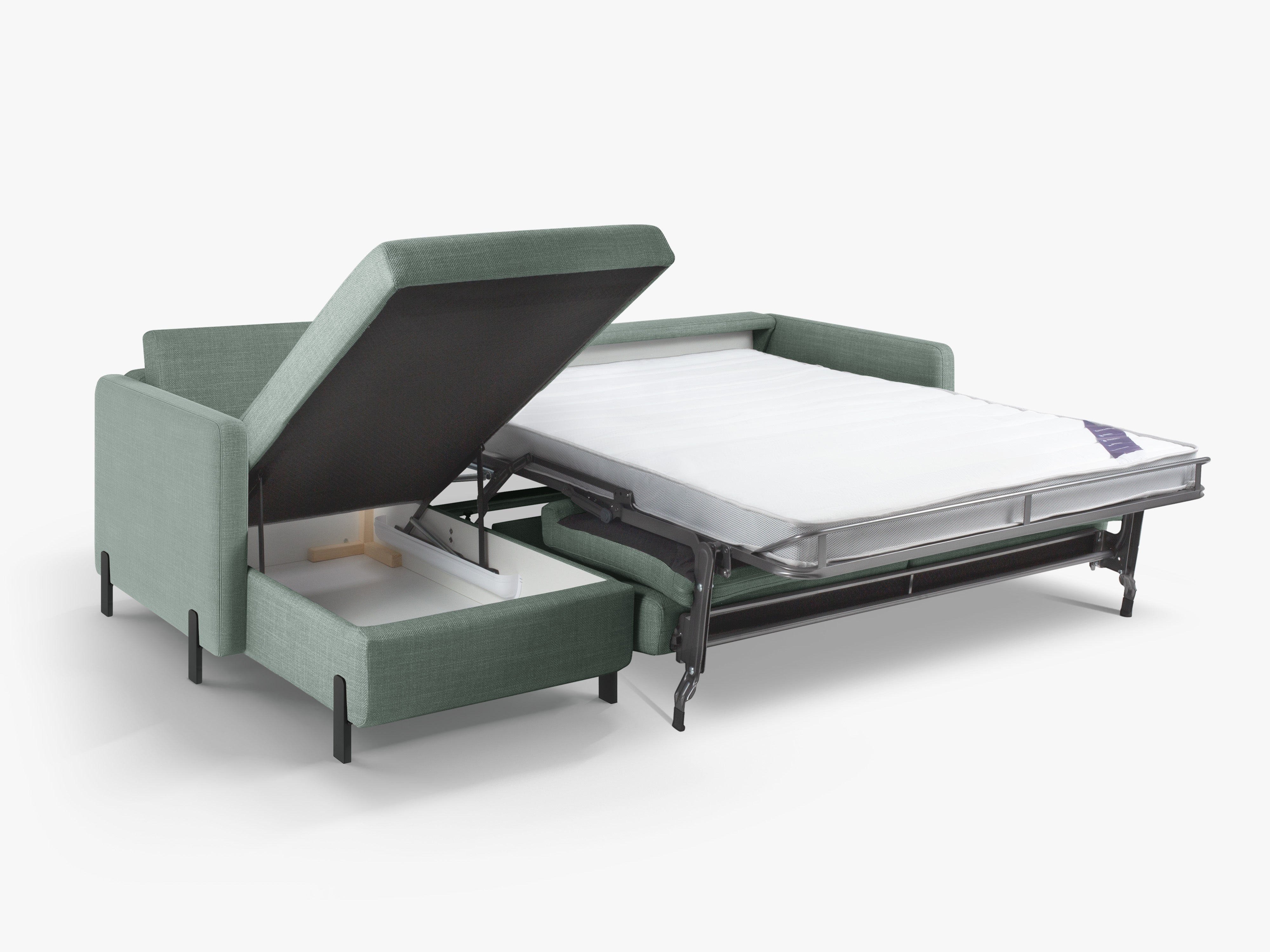 Rohová sedačka ľavostranná pre 4 osoby s funkciou spania GLORIA mätový šenil