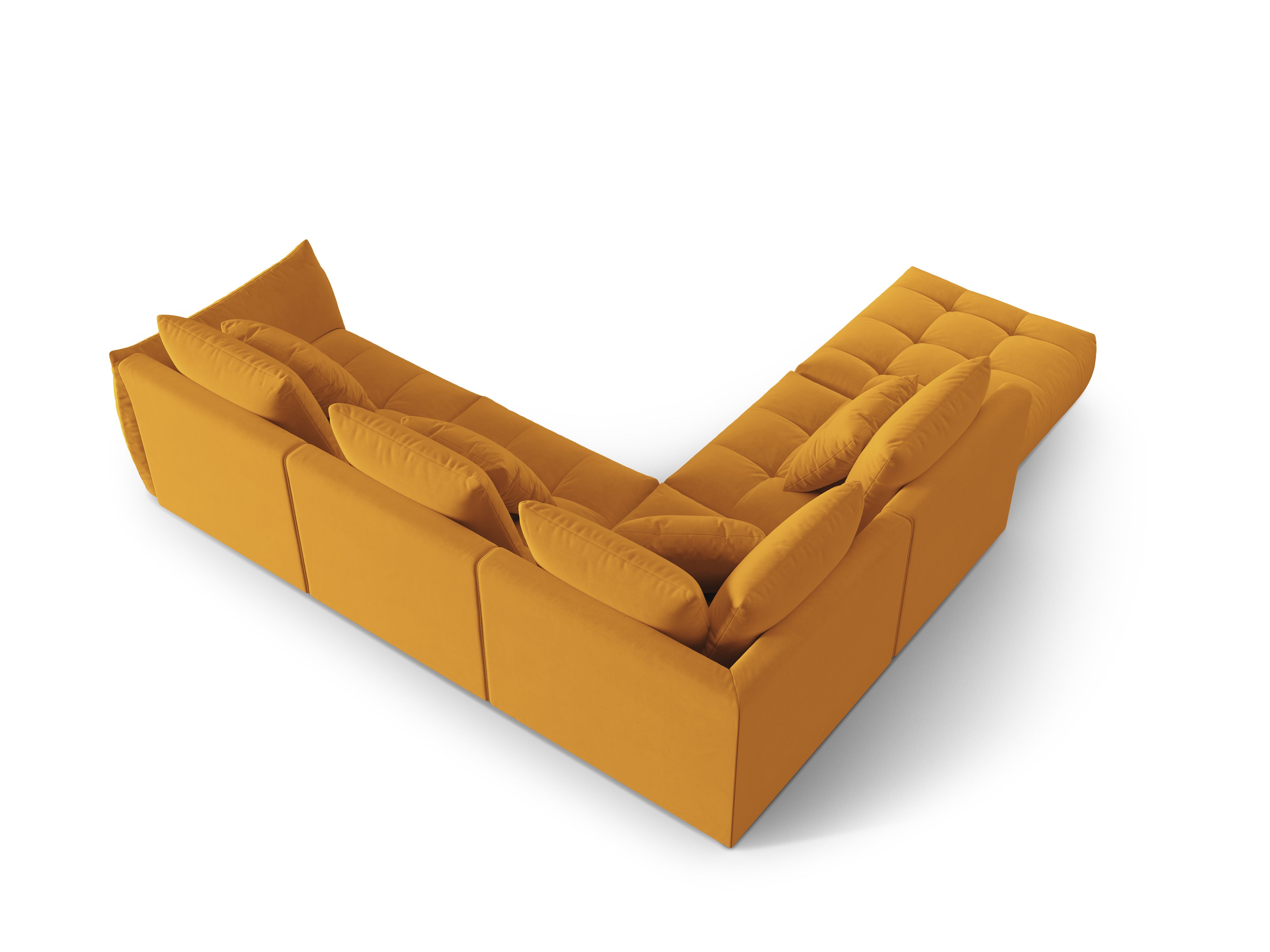 Modular velvet corner sofa for 4 people, left-sided, BLOOM, yellow