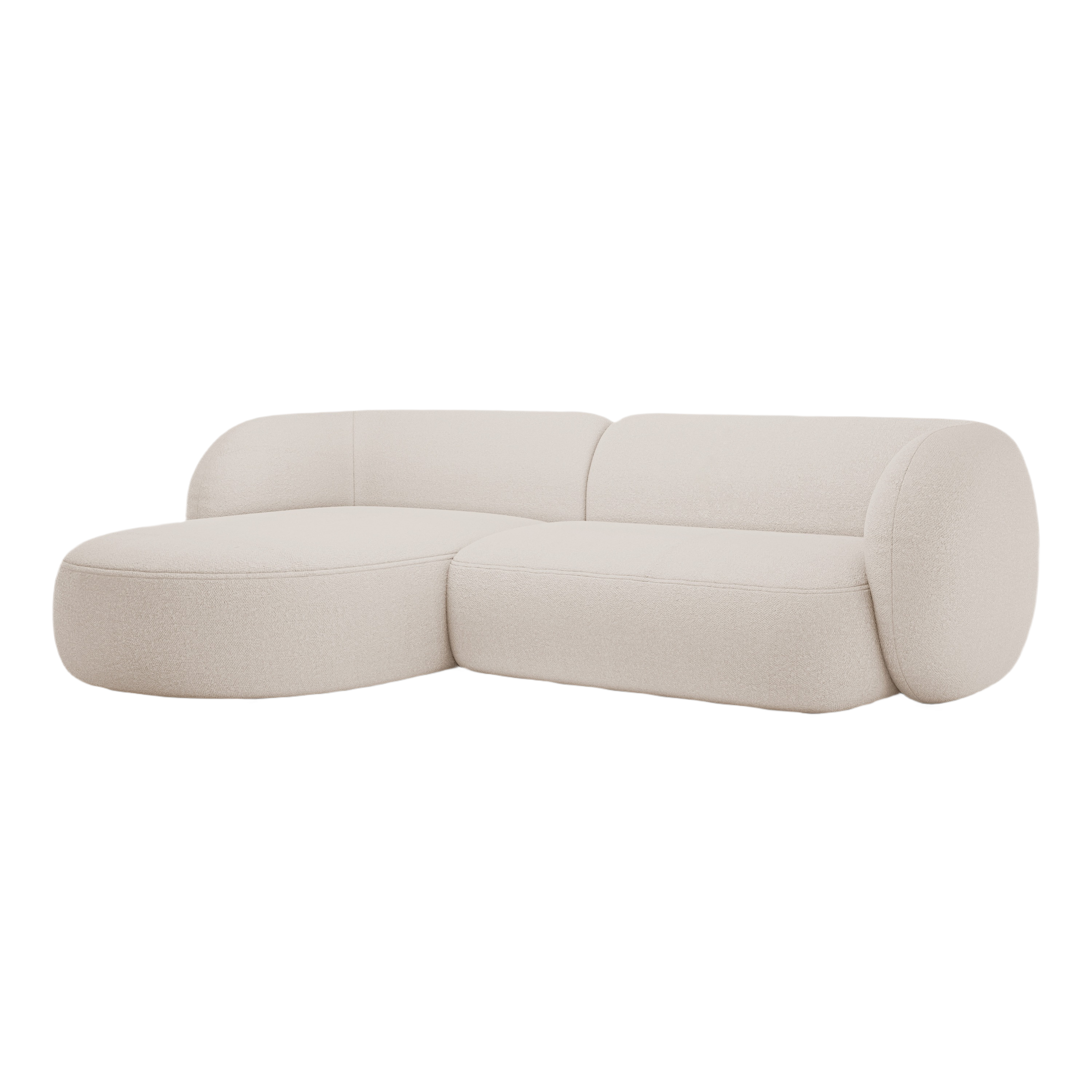 Left-facing 3-seater Corner Sofa KATE beige boucle