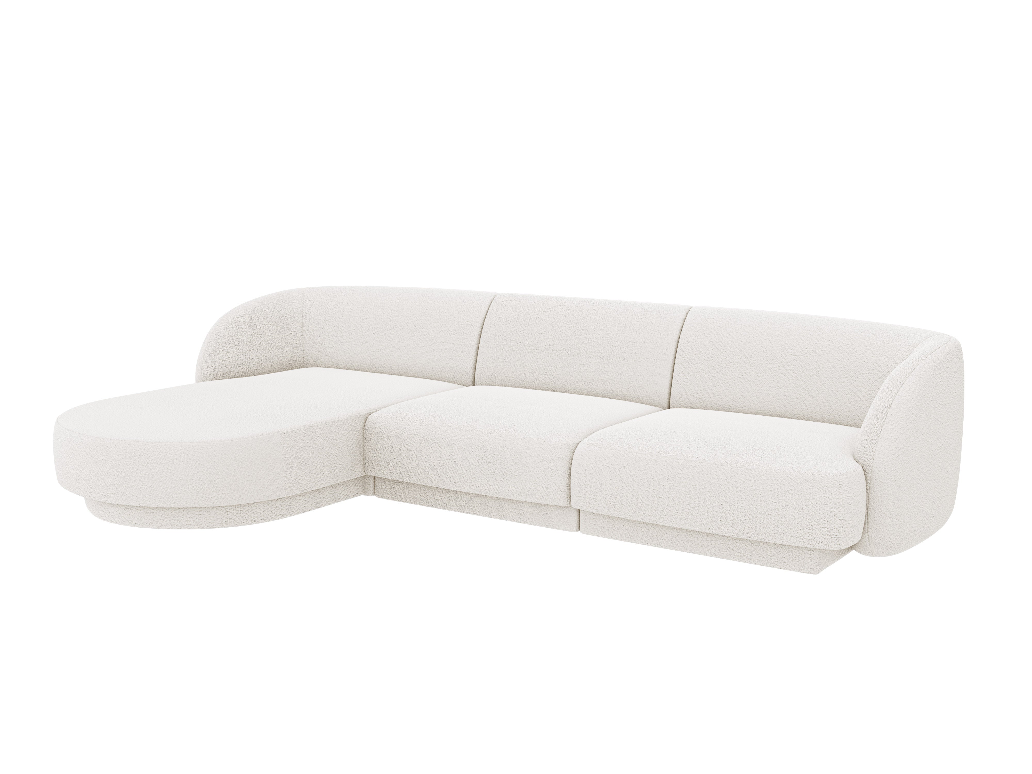 4-seater left-facing corner sofa MILEY white boucle
